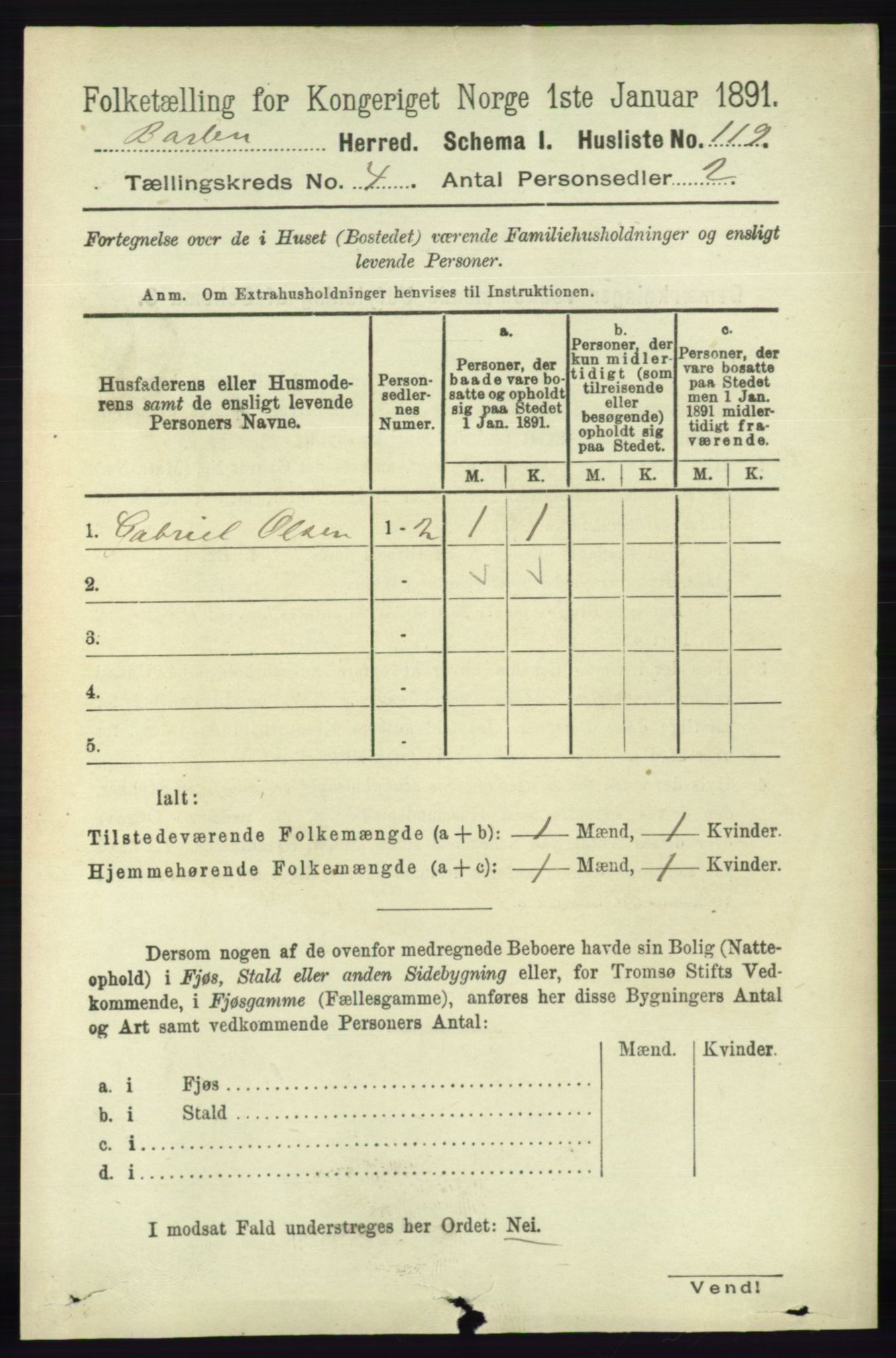 RA, 1891 census for 0990 Barbu, 1891, p. 2438