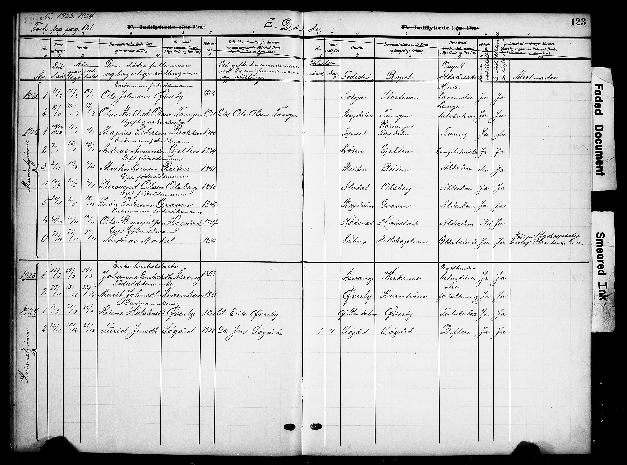 Tynset prestekontor, SAH/PREST-058/H/Ha/Hab/L0010: Parish register (copy) no. 10, 1902-1929, p. 123