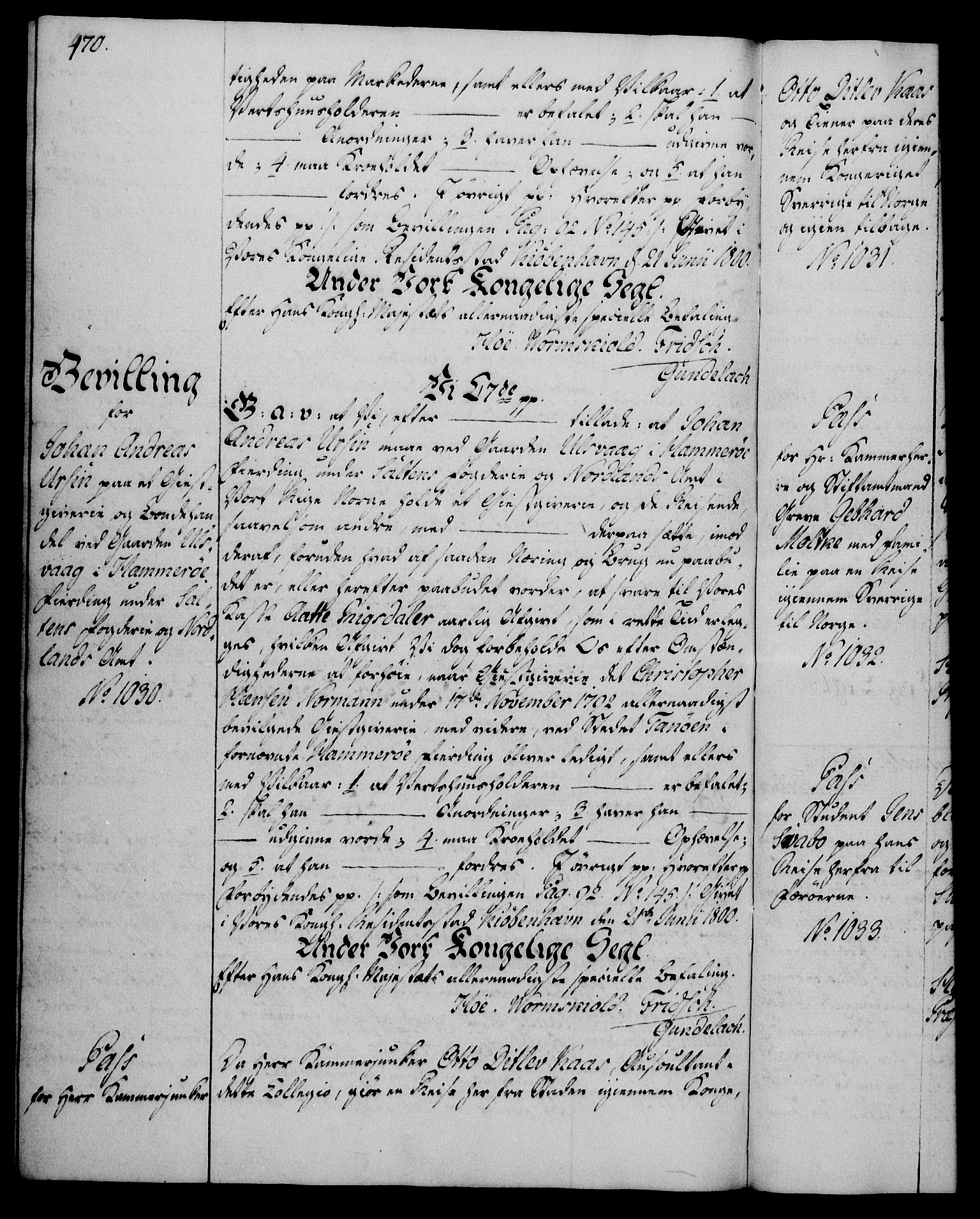 Rentekammeret, Kammerkanselliet, RA/EA-3111/G/Gg/Gga/L0016: Norsk ekspedisjonsprotokoll med register (merket RK 53.16), 1794-1800, p. 470