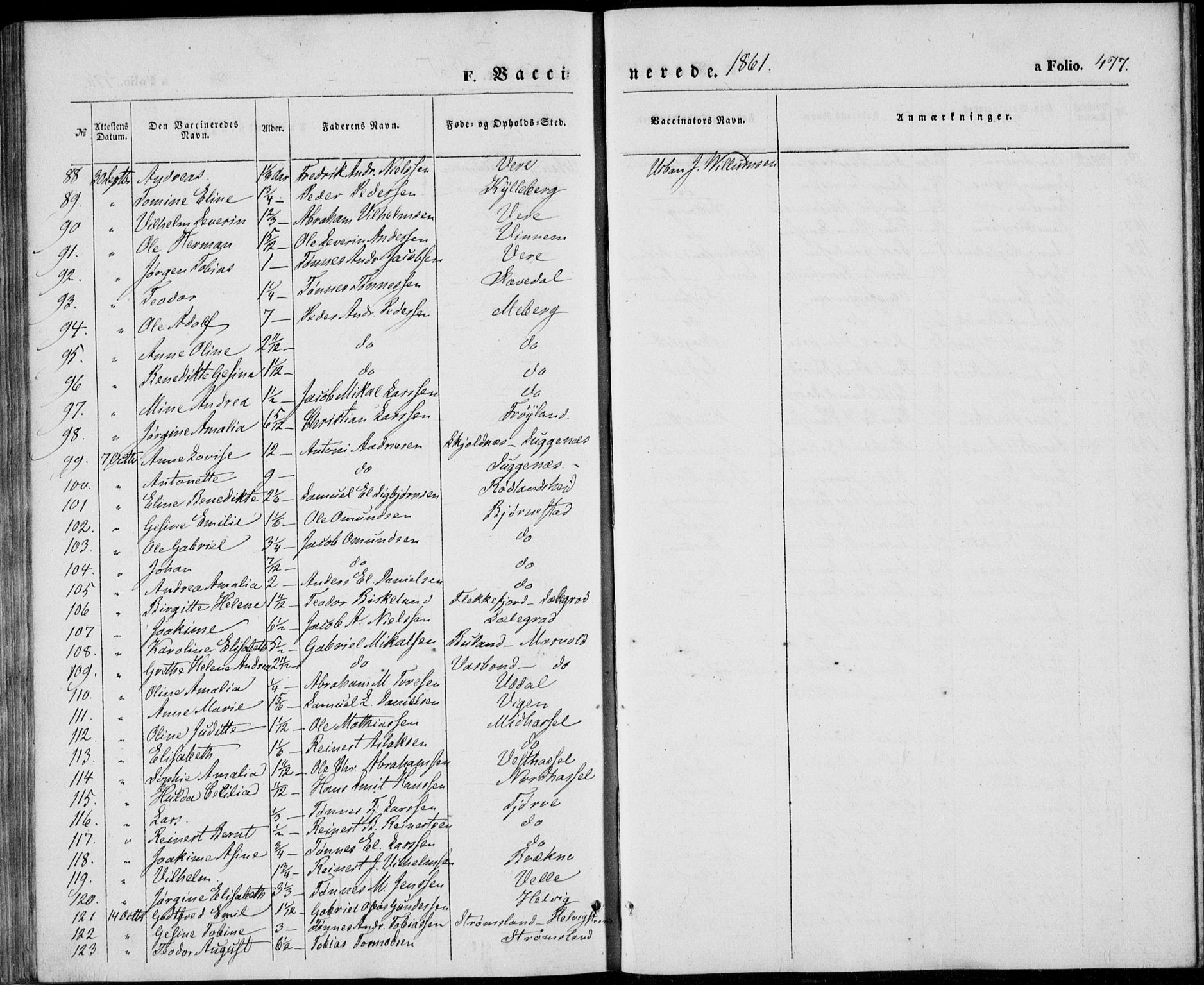 Lista sokneprestkontor, AV/SAK-1111-0027/F/Fb/L0002: Parish register (copy) no. B 2, 1847-1862, p. 477