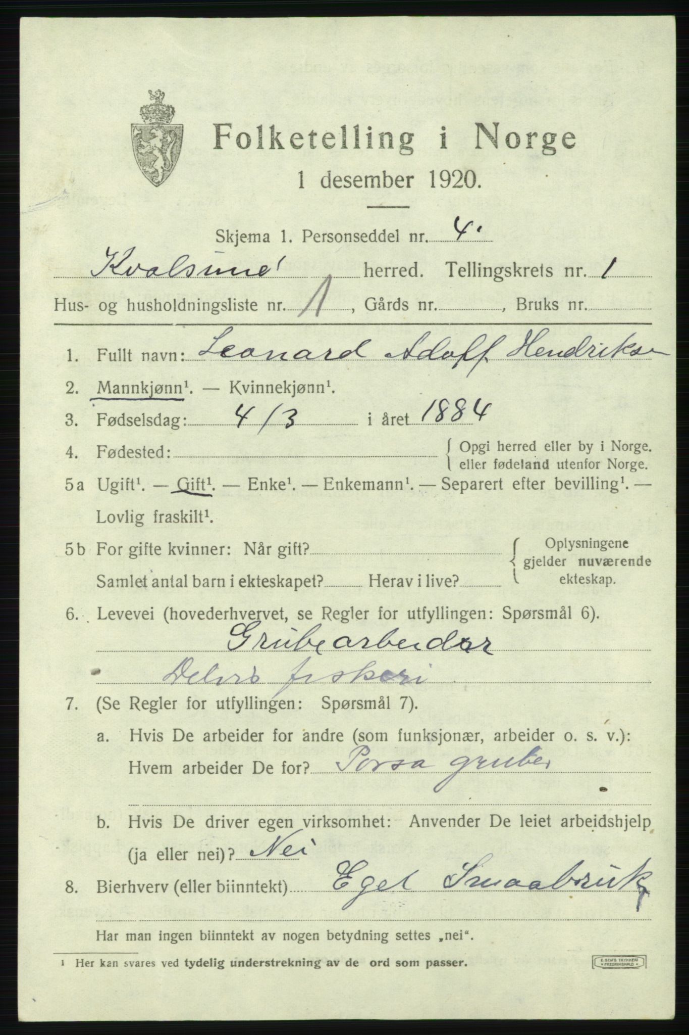 SATØ, 1920 census for , 1920, p. 470