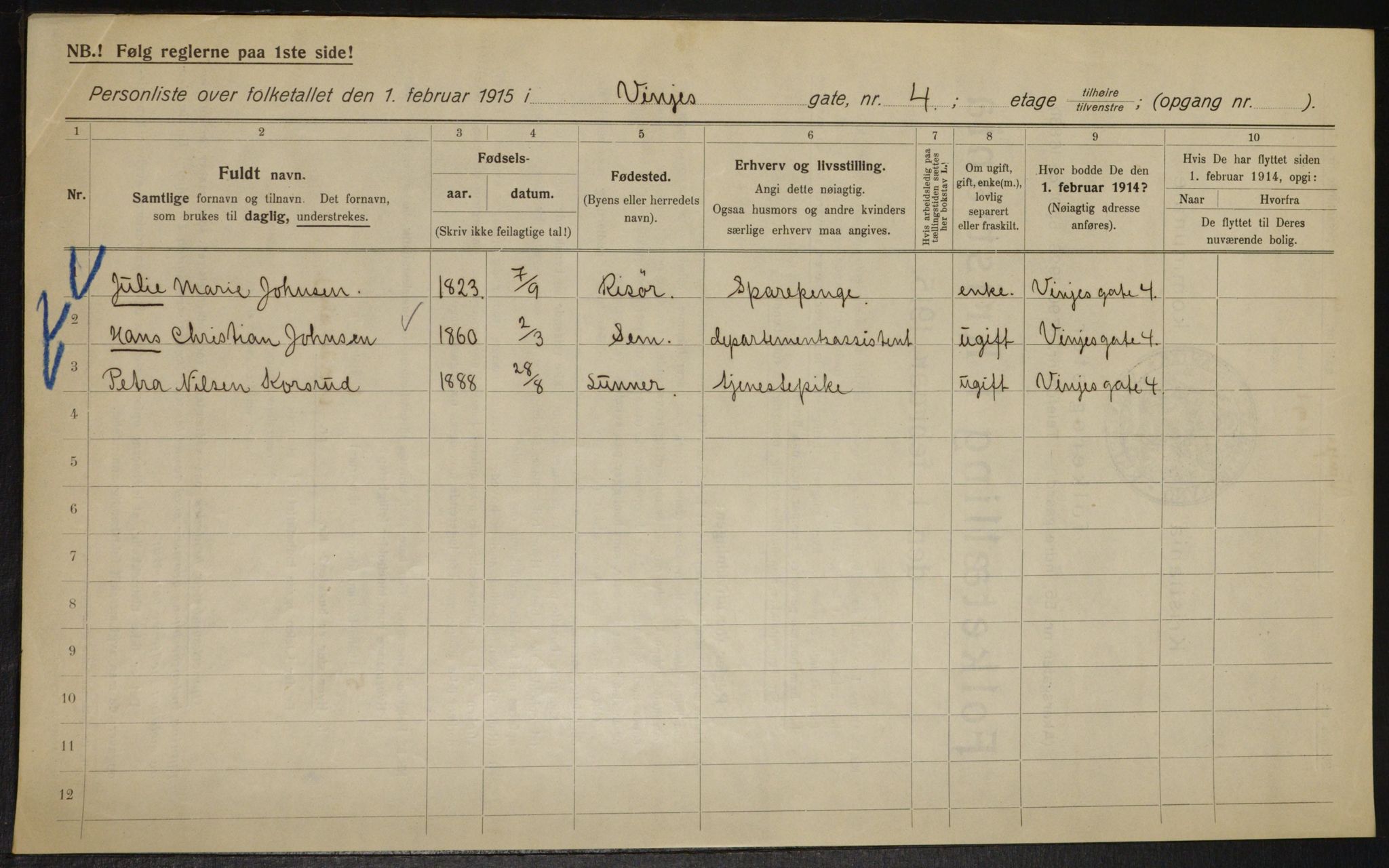 OBA, Municipal Census 1915 for Kristiania, 1915, p. 124292