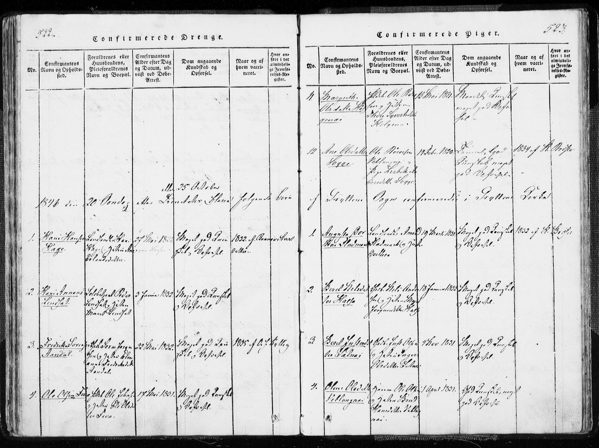 Ministerialprotokoller, klokkerbøker og fødselsregistre - Møre og Romsdal, AV/SAT-A-1454/544/L0571: Parish register (official) no. 544A04, 1818-1853, p. 522-523