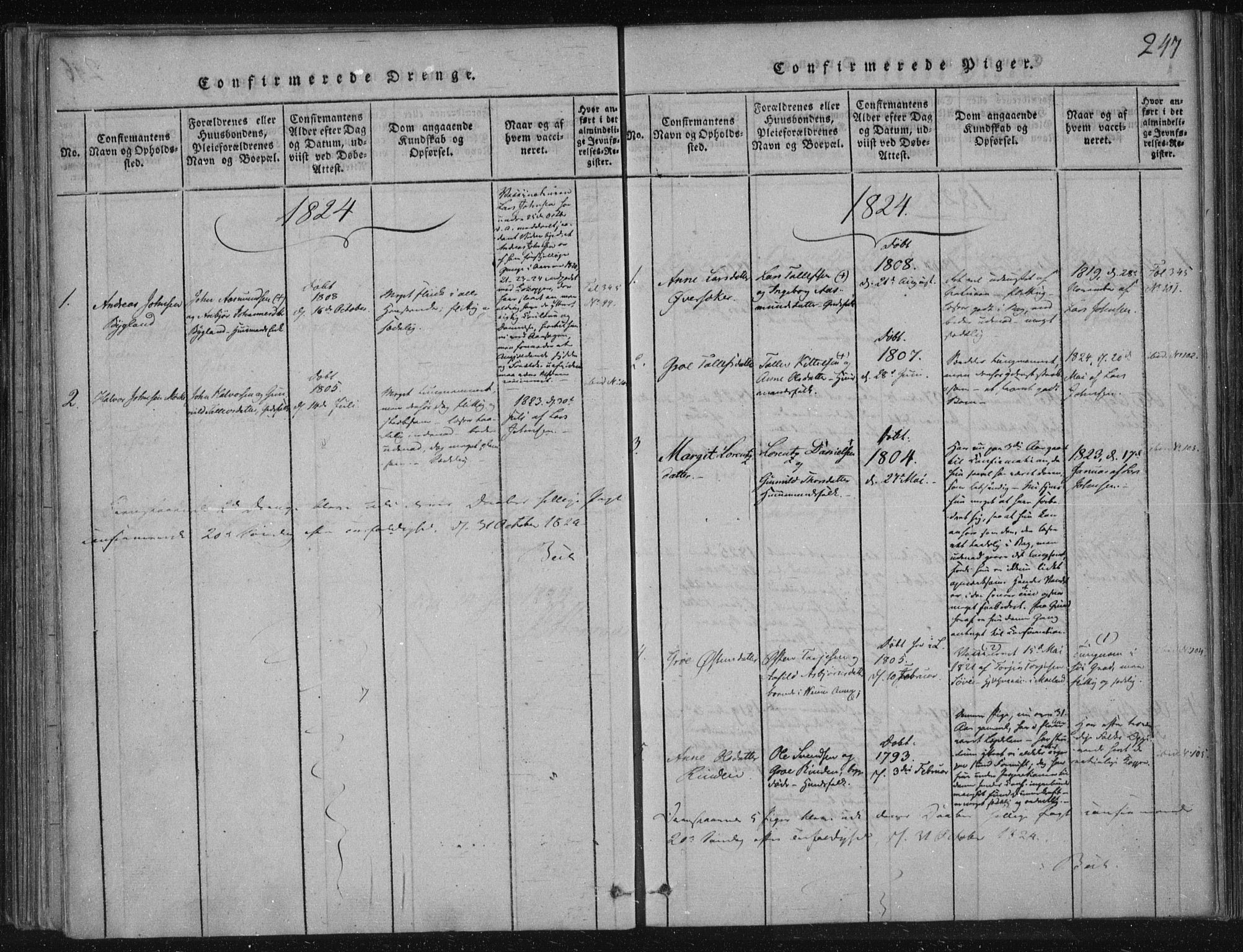 Lårdal kirkebøker, SAKO/A-284/F/Fc/L0001: Parish register (official) no. III 1, 1815-1860, p. 247