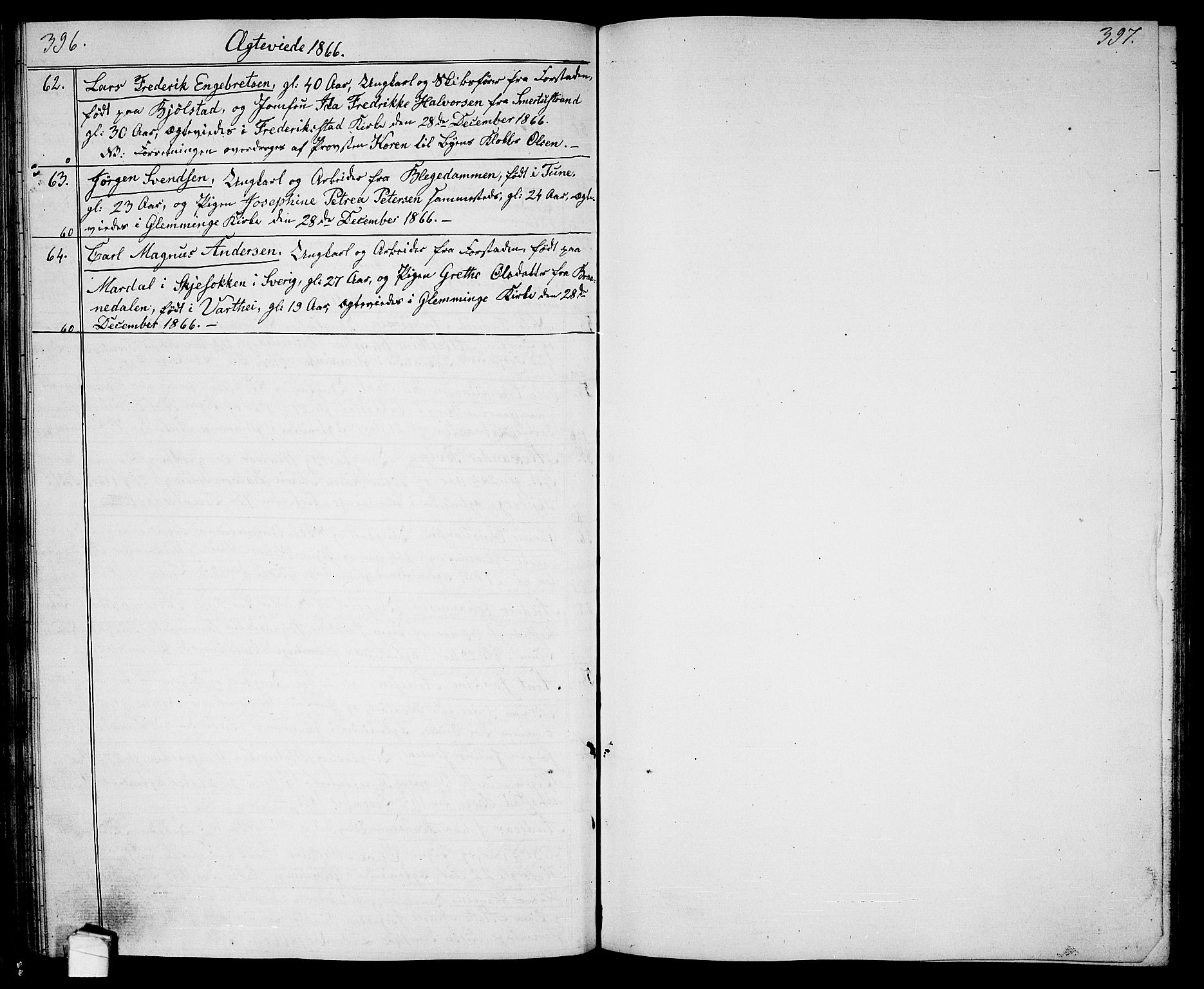 Glemmen prestekontor Kirkebøker, AV/SAO-A-10908/G/Ga/L0003: Parish register (copy) no. 3, 1852-1866, p. 396-397