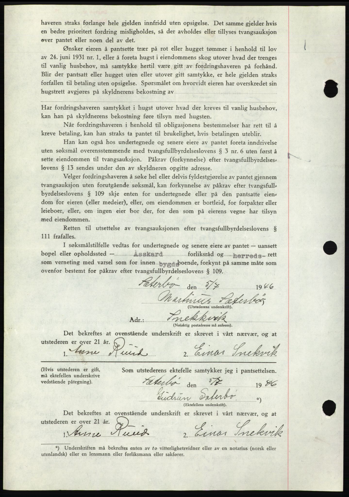 Nordmøre sorenskriveri, AV/SAT-A-4132/1/2/2Ca: Mortgage book no. B94, 1946-1946, Diary no: : 1584/1946