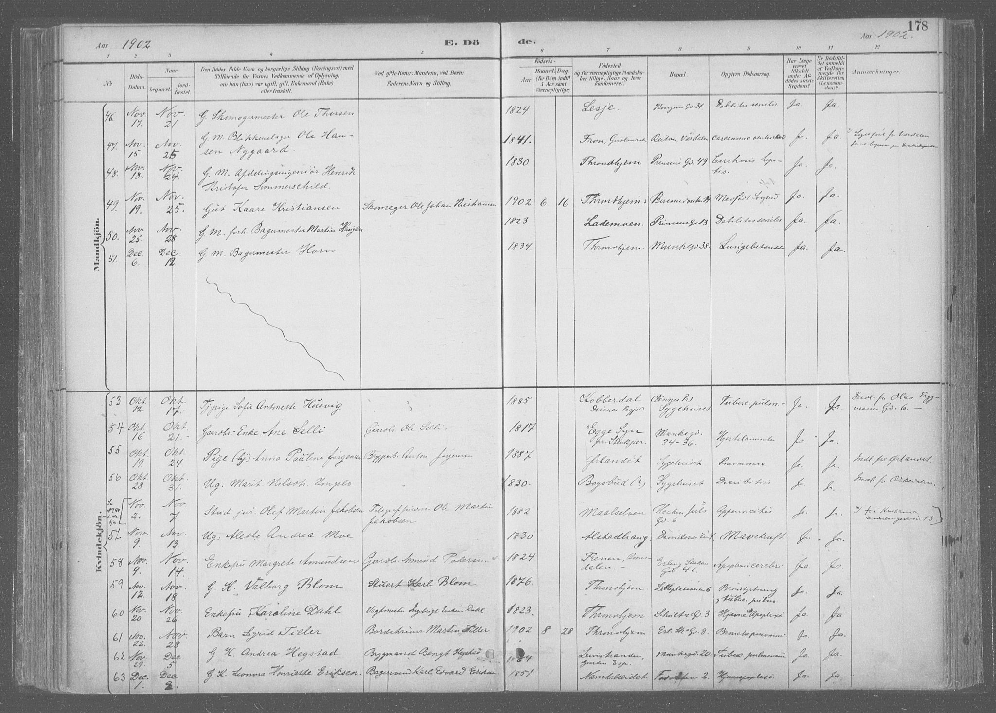 Ministerialprotokoller, klokkerbøker og fødselsregistre - Sør-Trøndelag, SAT/A-1456/601/L0064: Parish register (official) no. 601A31, 1891-1911, p. 178
