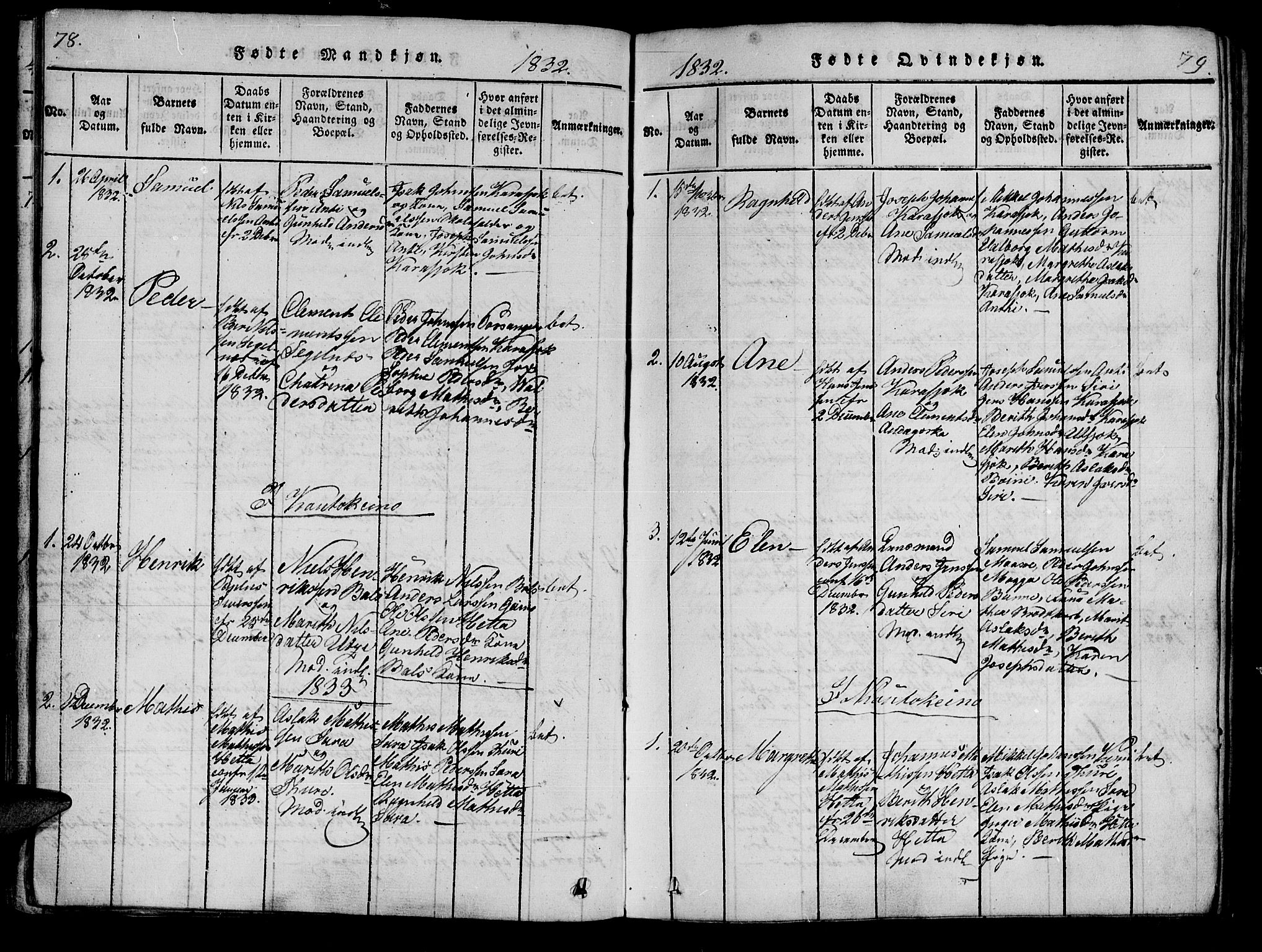 Kistrand/Porsanger sokneprestembete, SATØ/S-1351/H/Ha/L0010.kirke: Parish register (official) no. 10, 1821-1842, p. 78-79