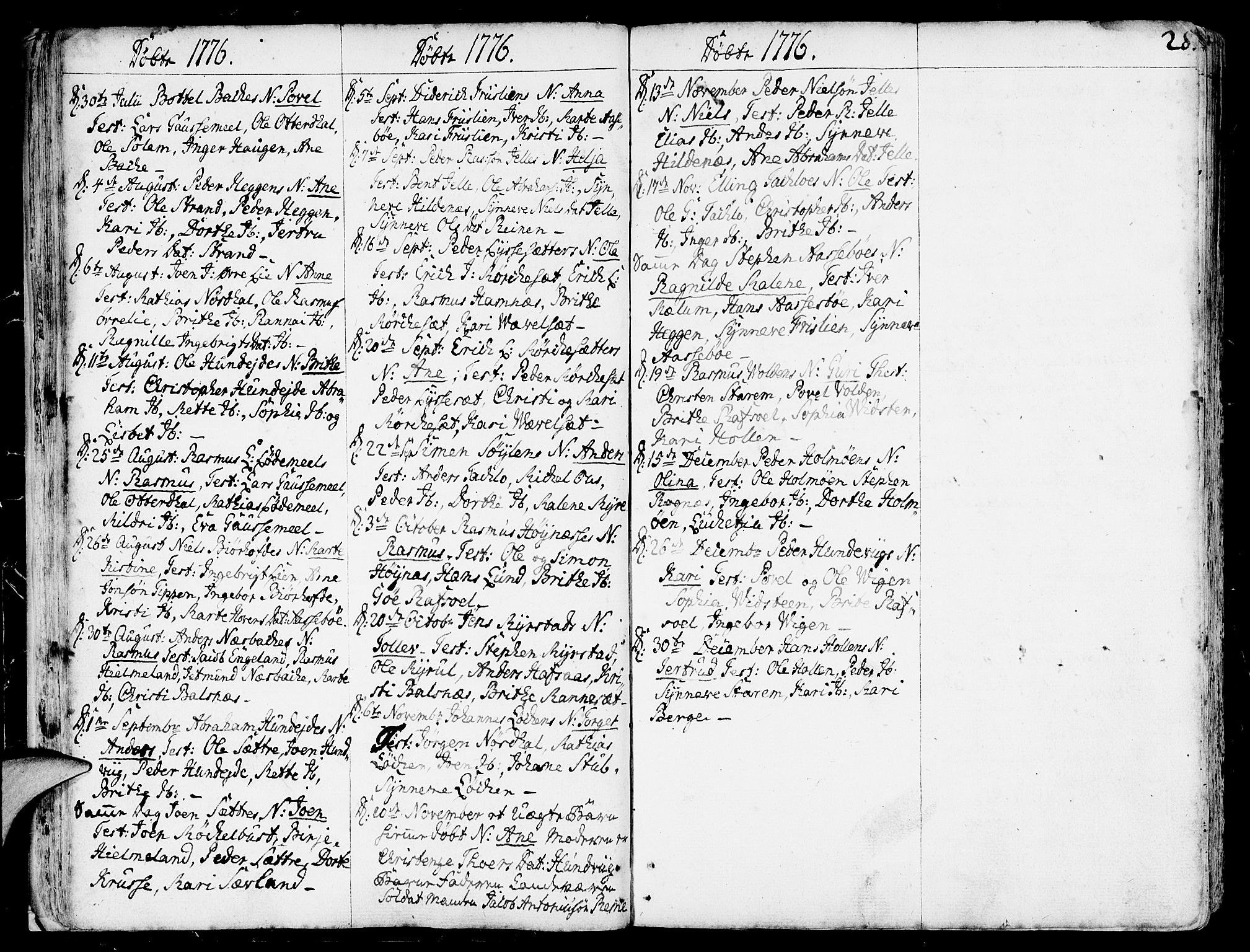 Eid sokneprestembete, AV/SAB-A-82301/H/Haa/Haaa/L0003: Parish register (official) no. A 3, 1770-1805, p. 28