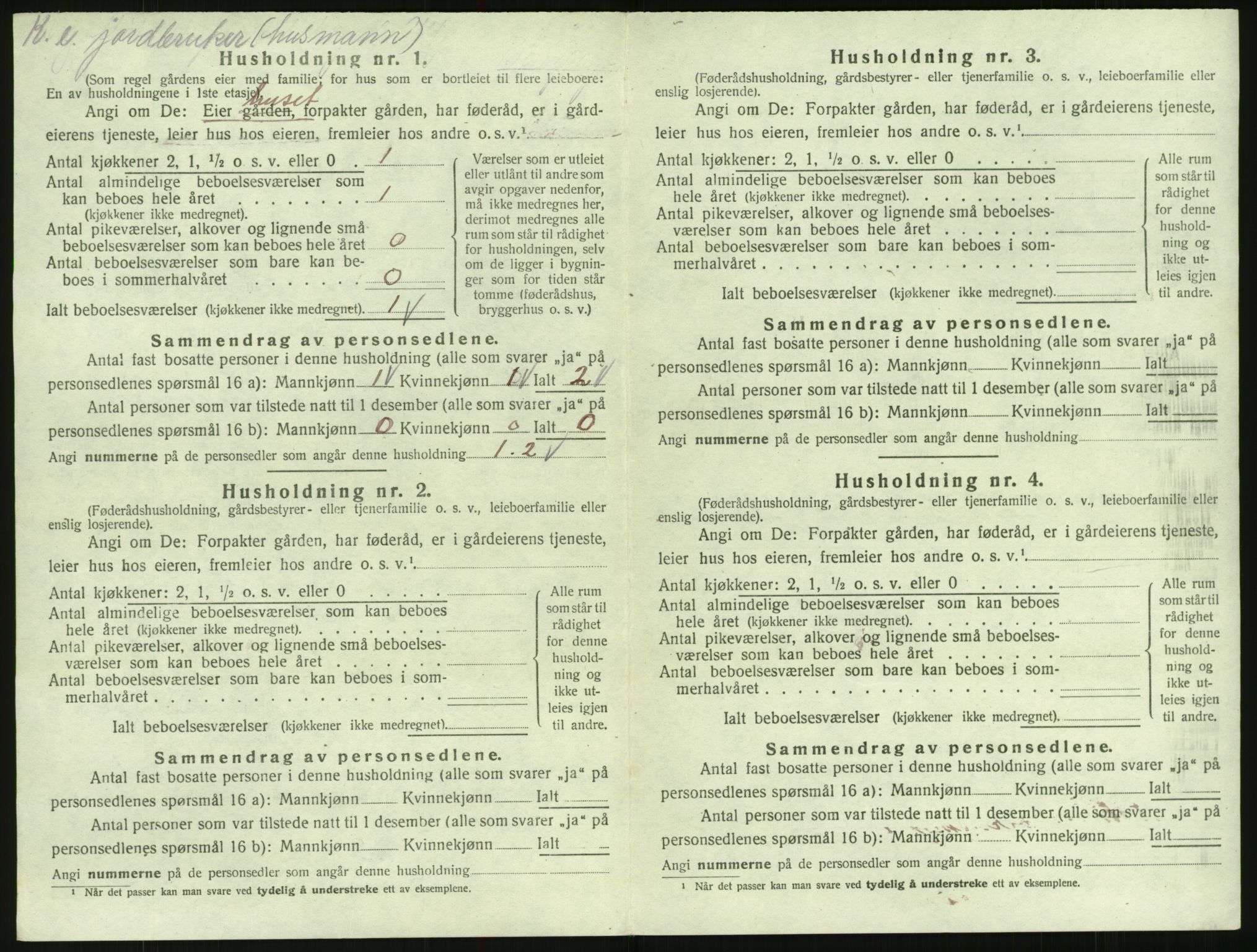 SAK, 1920 census for Bygland, 1920, p. 282