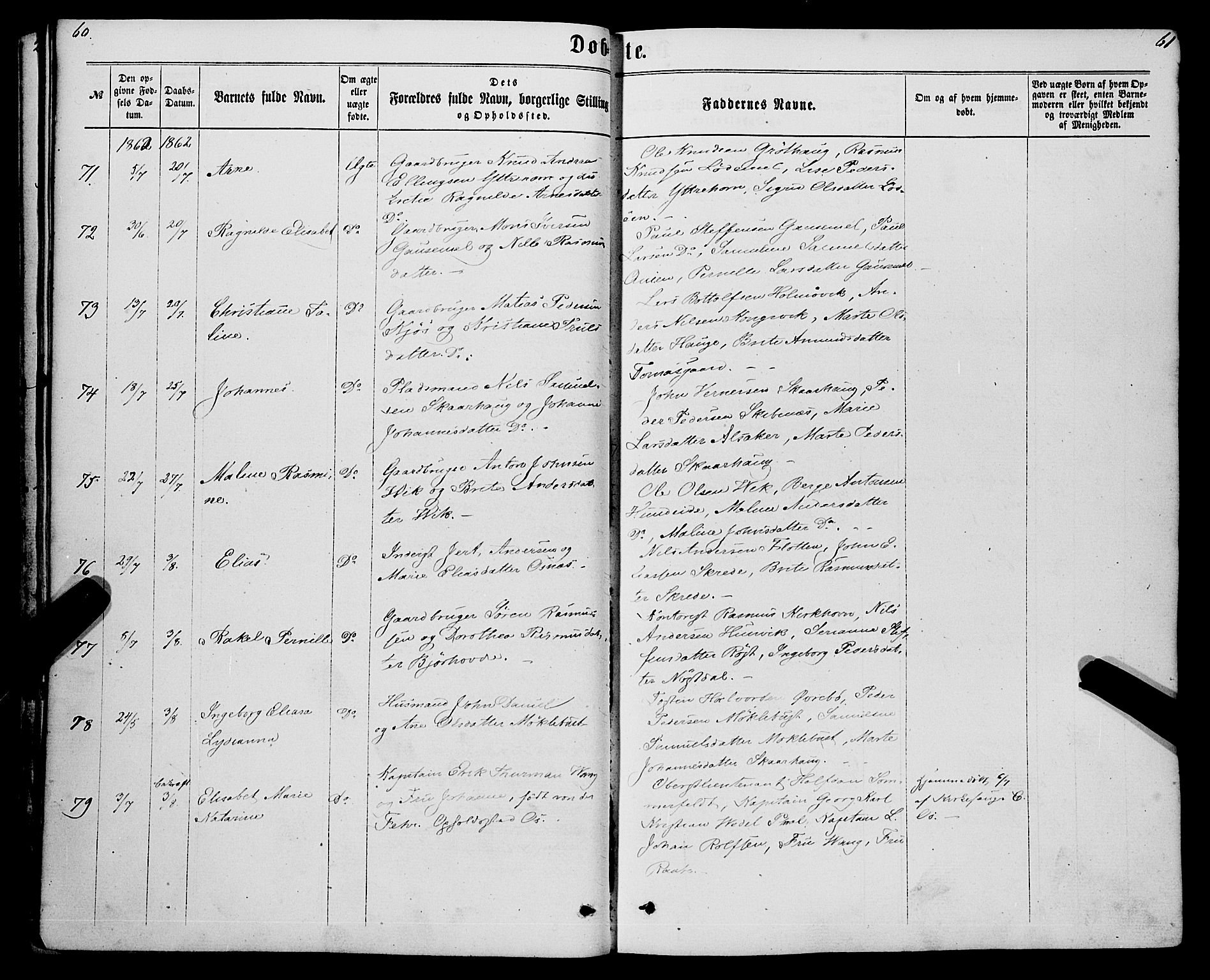 Eid sokneprestembete, AV/SAB-A-82301/H/Haa/Haaa/L0009: Parish register (official) no. A 9, 1861-1868, p. 60-61