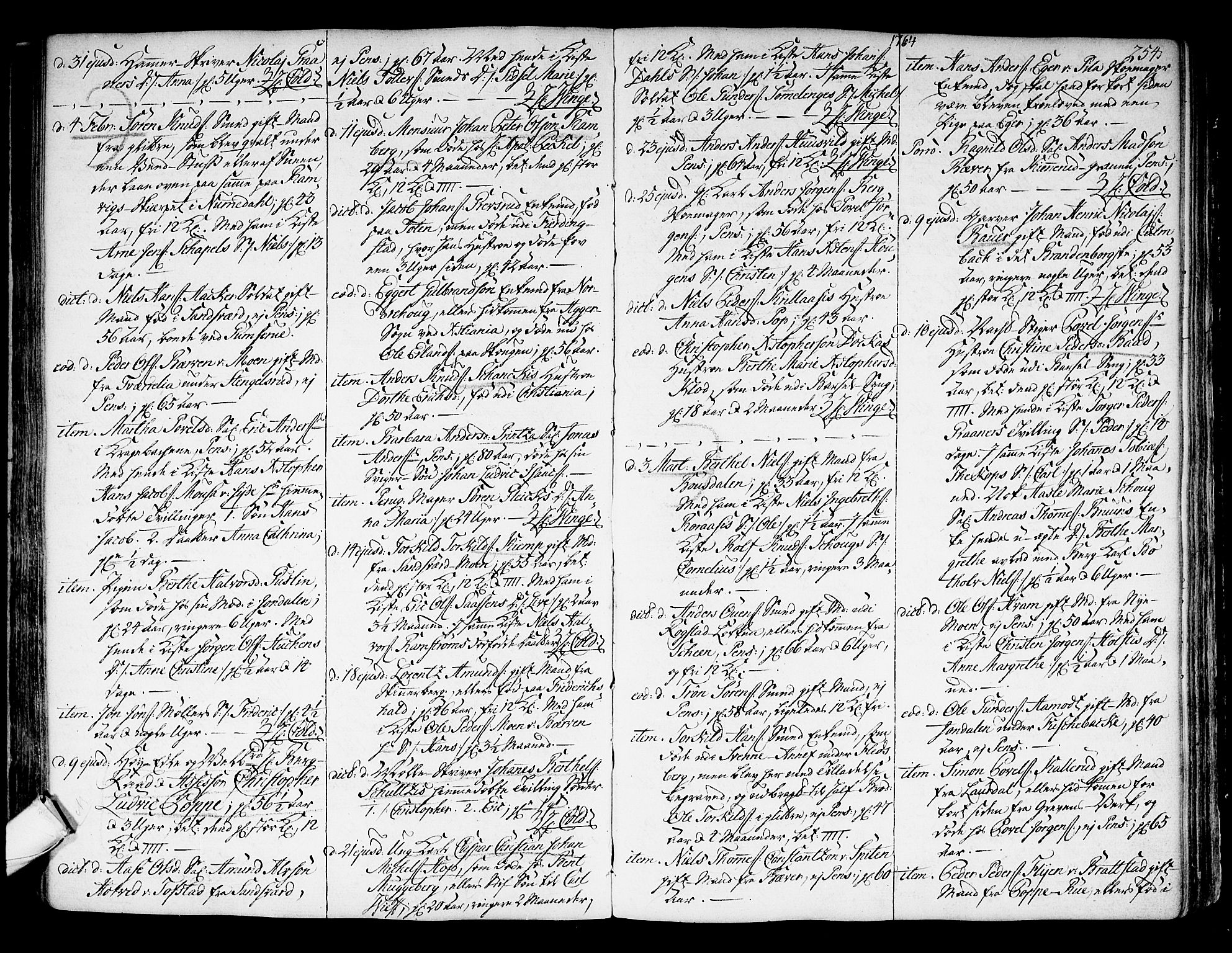 Kongsberg kirkebøker, SAKO/A-22/F/Fa/L0004: Parish register (official) no. I 4, 1756-1768, p. 254