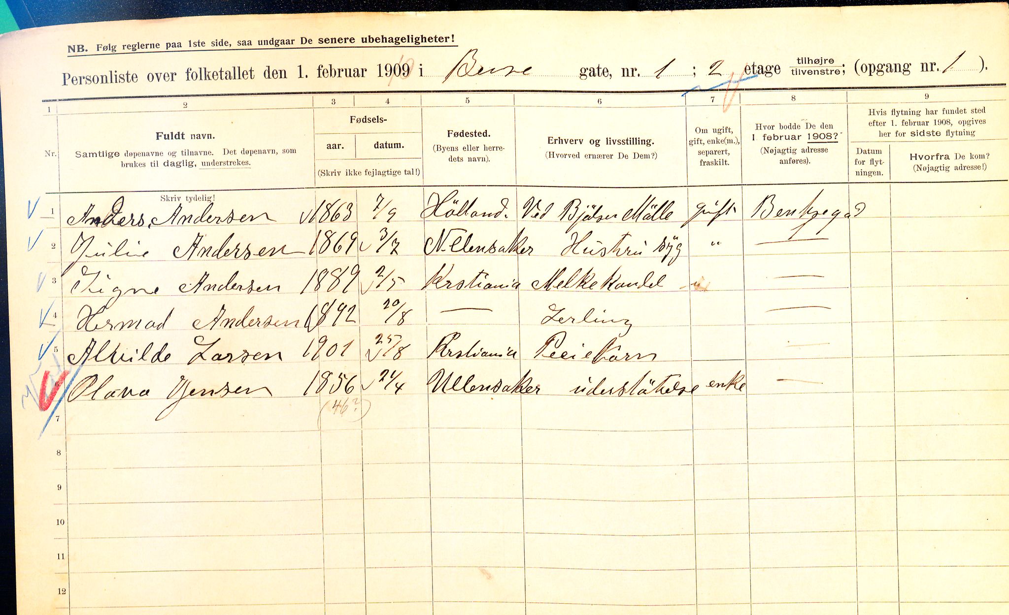 OBA, Municipal Census 1910 for Kristiania, 1910, p. 3355