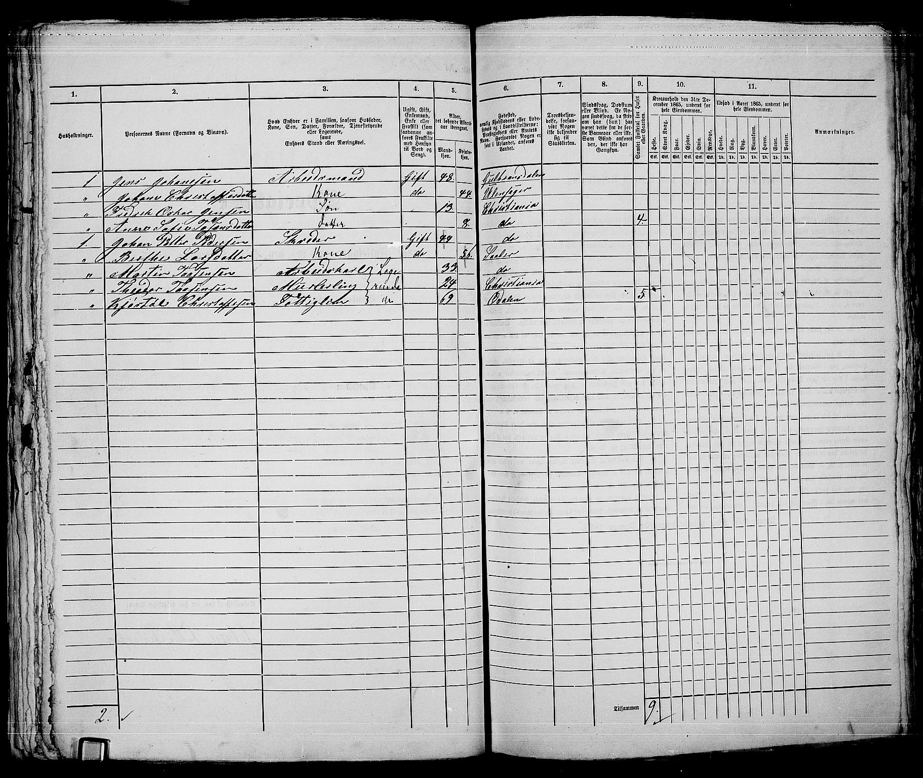 RA, 1865 census for Kristiania, 1865, p. 3847