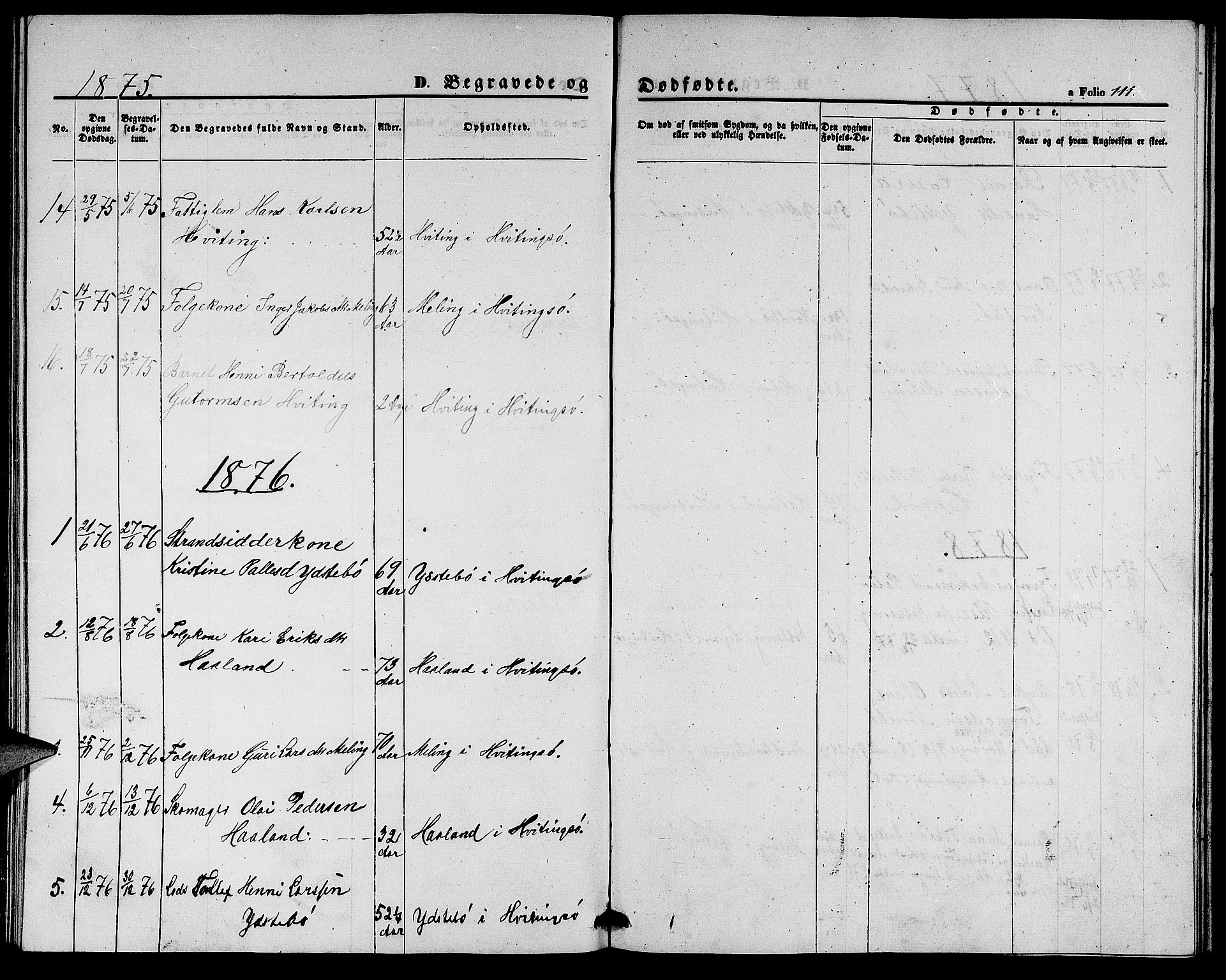 Rennesøy sokneprestkontor, SAST/A -101827/H/Ha/Hab/L0003: Parish register (copy) no. B 3, 1855-1888, p. 111