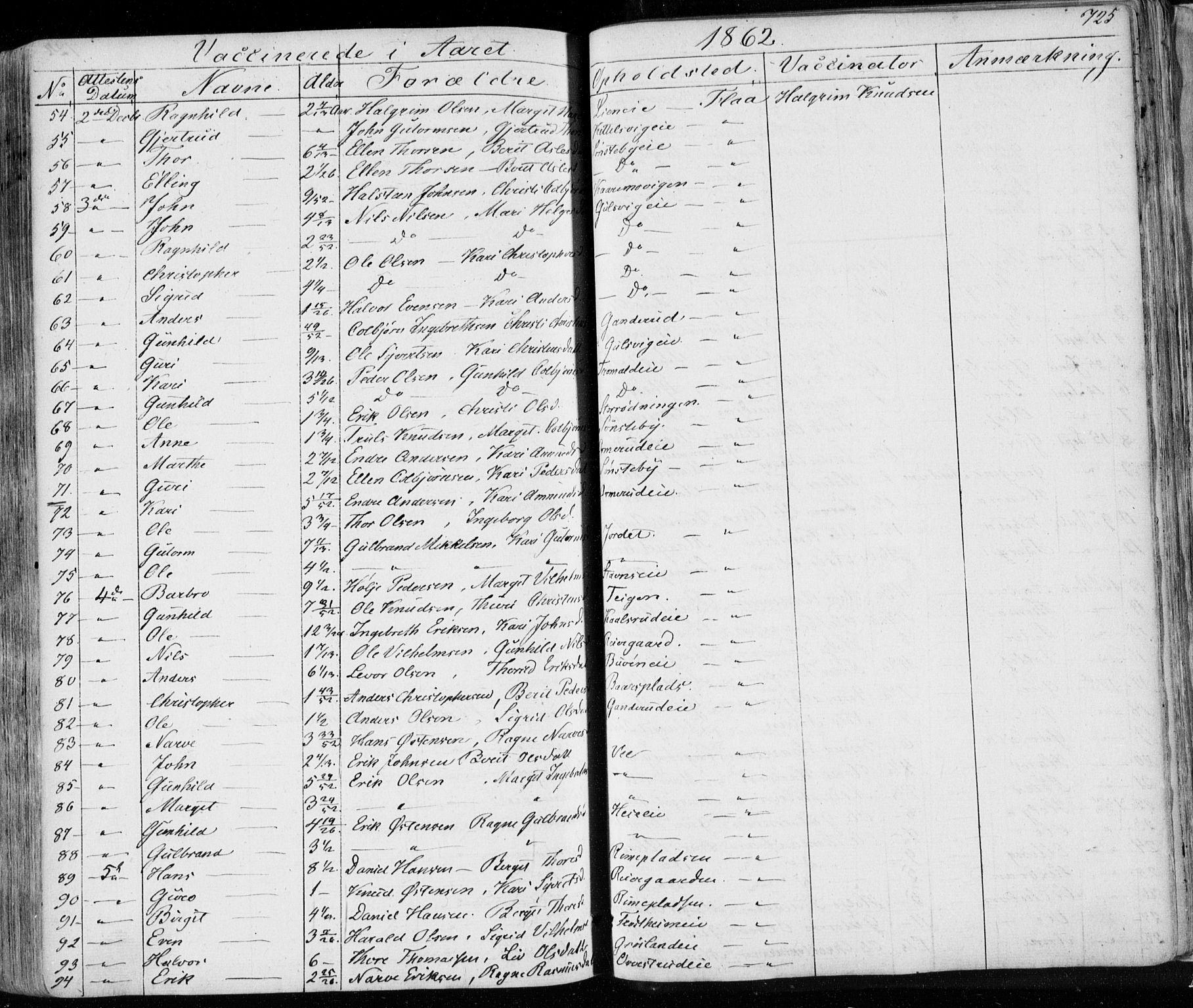 Nes kirkebøker, SAKO/A-236/F/Fa/L0009: Parish register (official) no. 9, 1834-1863, p. 725
