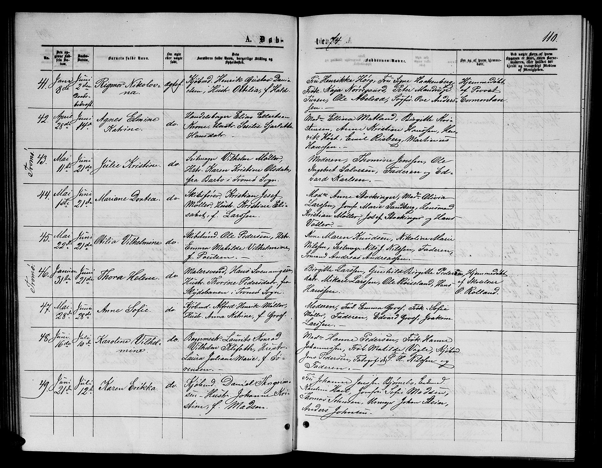 Arendal sokneprestkontor, Trefoldighet, AV/SAK-1111-0040/F/Fb/L0005: Parish register (copy) no. B 5, 1874-1888, p. 110