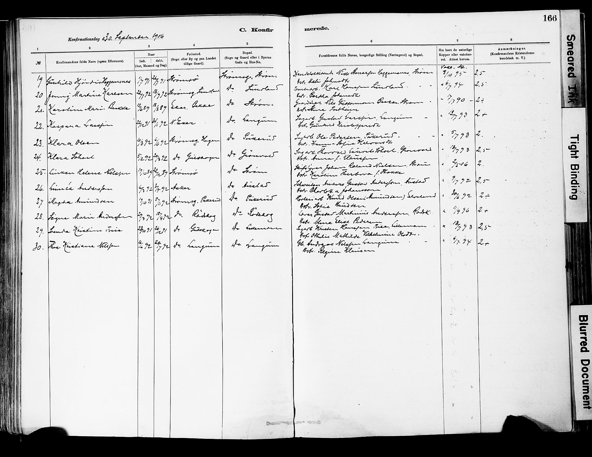 Strømsgodset kirkebøker, AV/SAKO-A-324/F/Fa/L0001: Parish register (official) no. 1, 1885-1909, p. 166