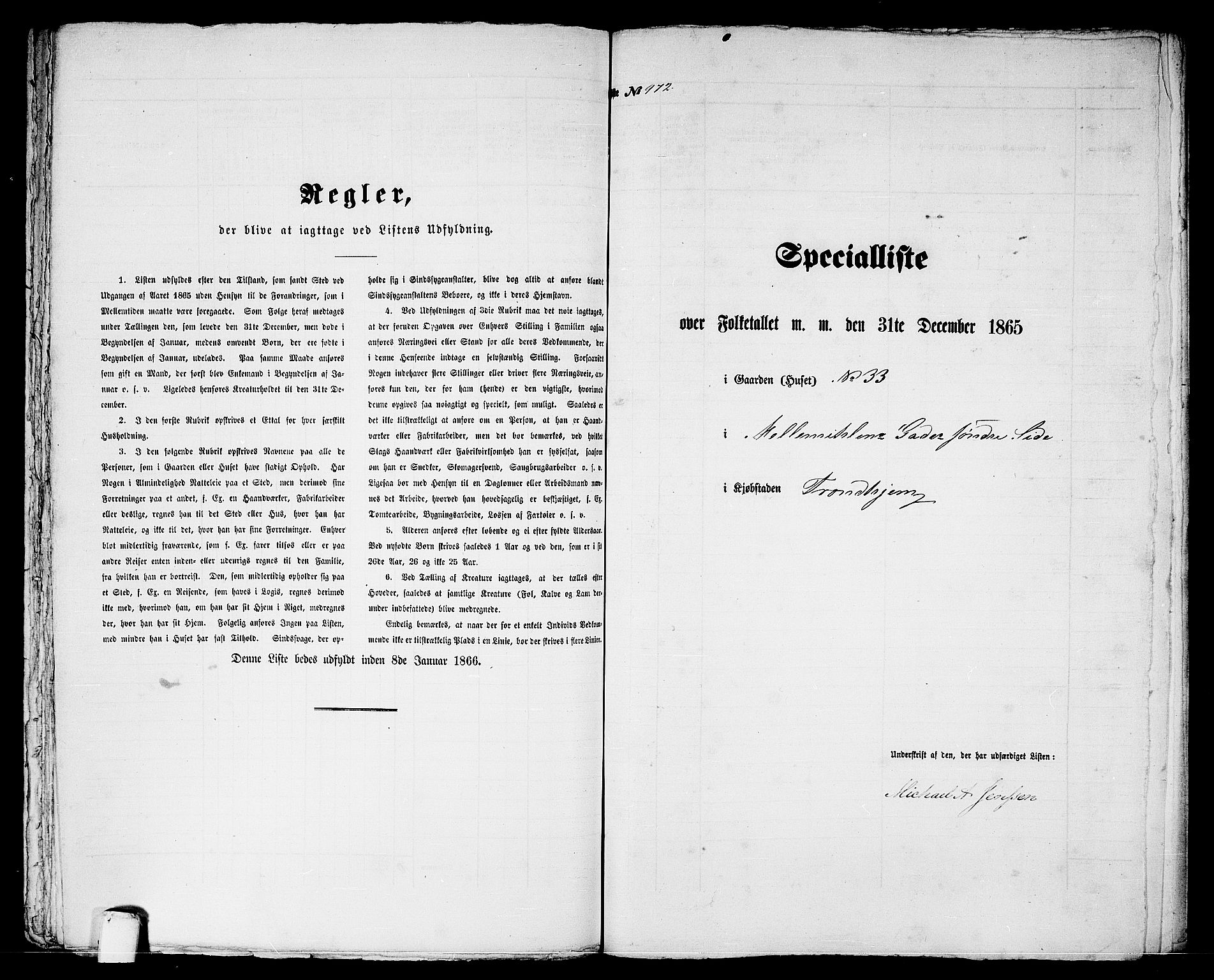 RA, 1865 census for Trondheim, 1865, p. 2023