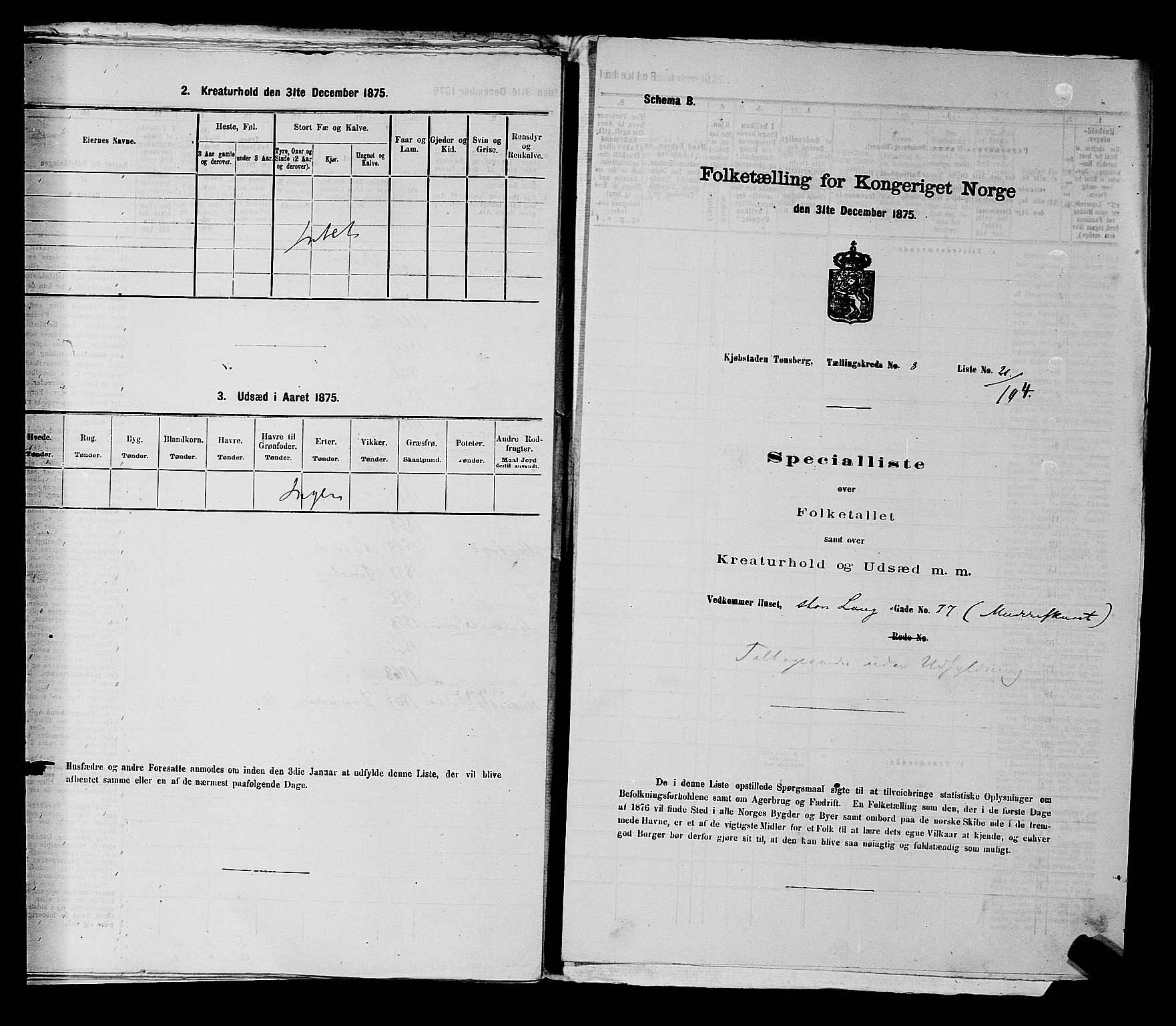 SAKO, 1875 census for 0705P Tønsberg, 1875, p. 264