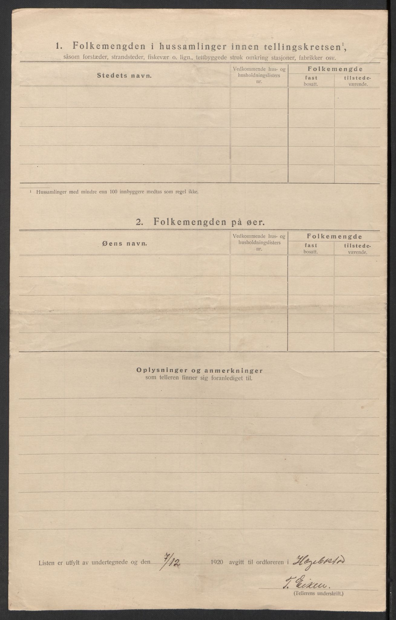 SAK, 1920 census for Hægebostad, 1920, p. 22