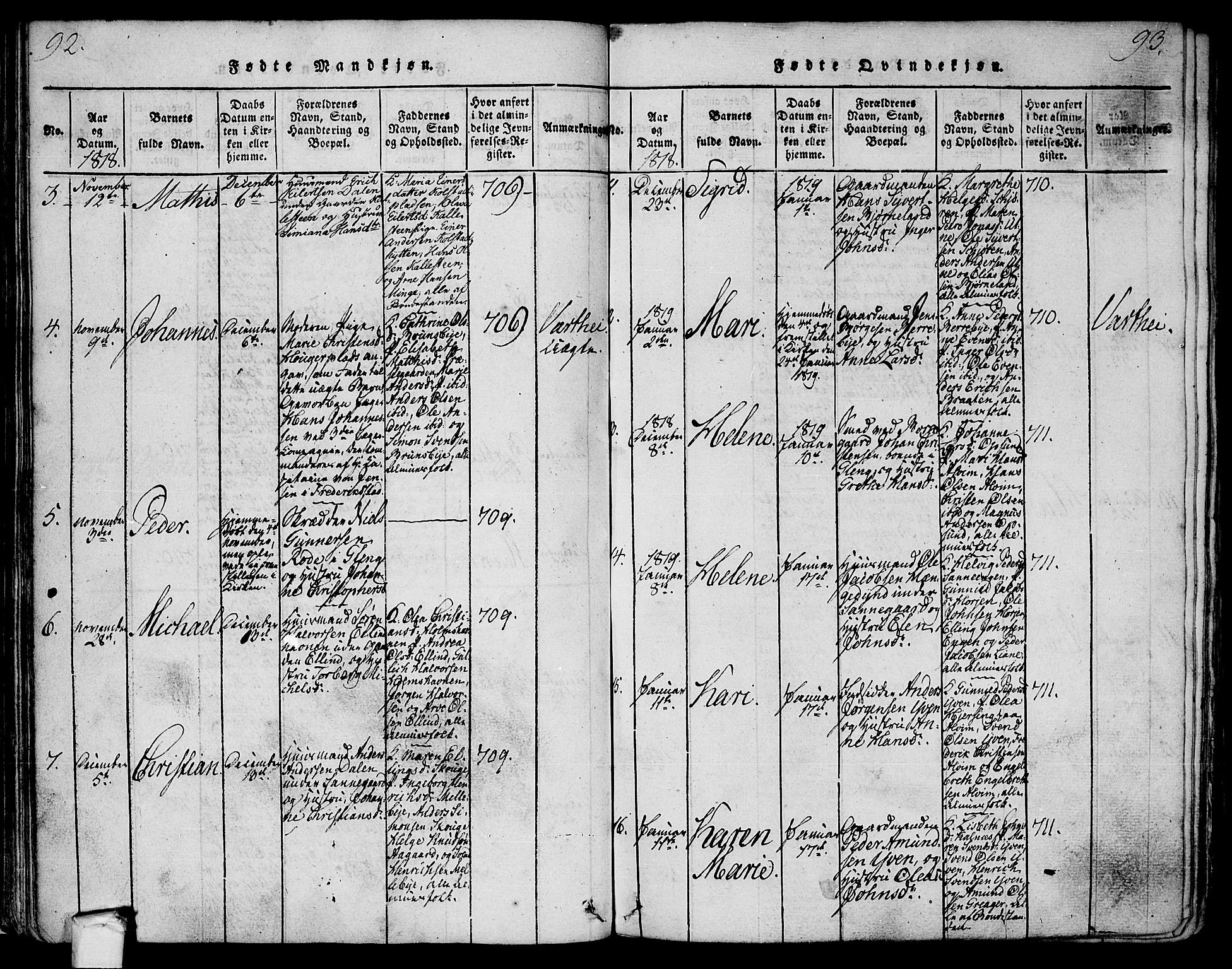 Tune prestekontor Kirkebøker, SAO/A-2007/F/Fa/L0005: Parish register (official) no. 5, 1815-1823, p. 92-93