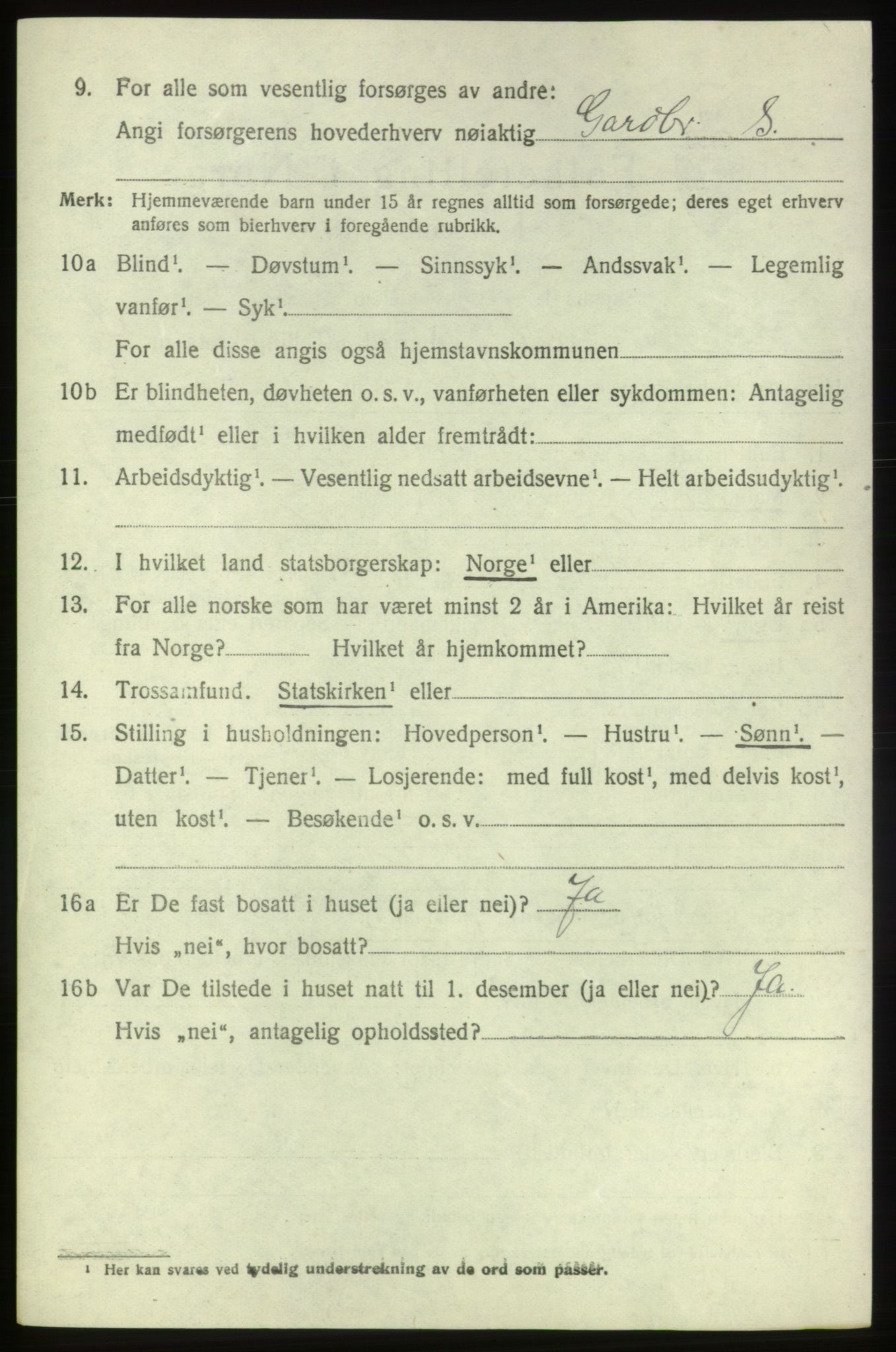 SAB, 1920 census for Bremnes, 1920, p. 1851