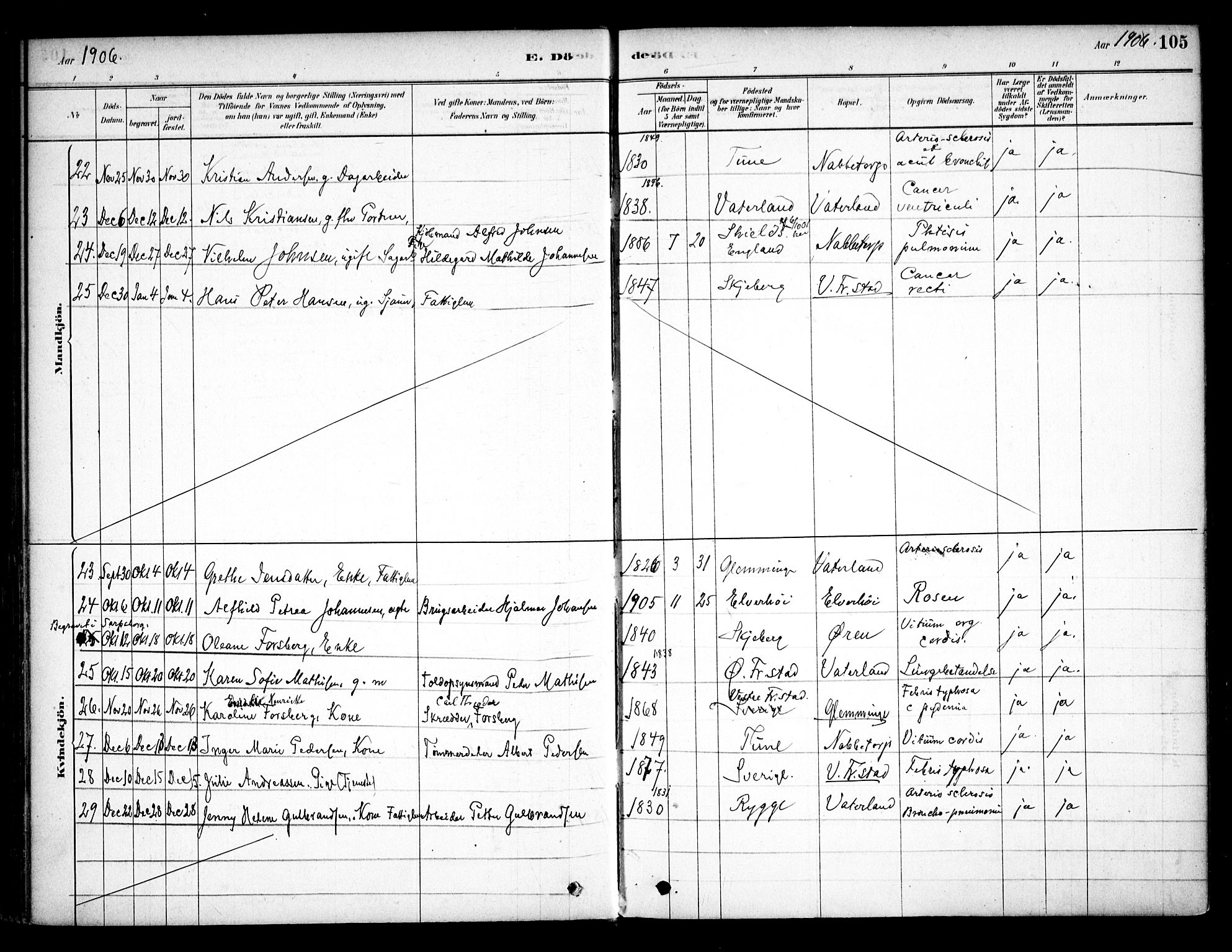 Østre Fredrikstad prestekontor Kirkebøker, SAO/A-10907/F/Fa/L0001: Parish register (official) no. 1, 1878-1909, p. 105