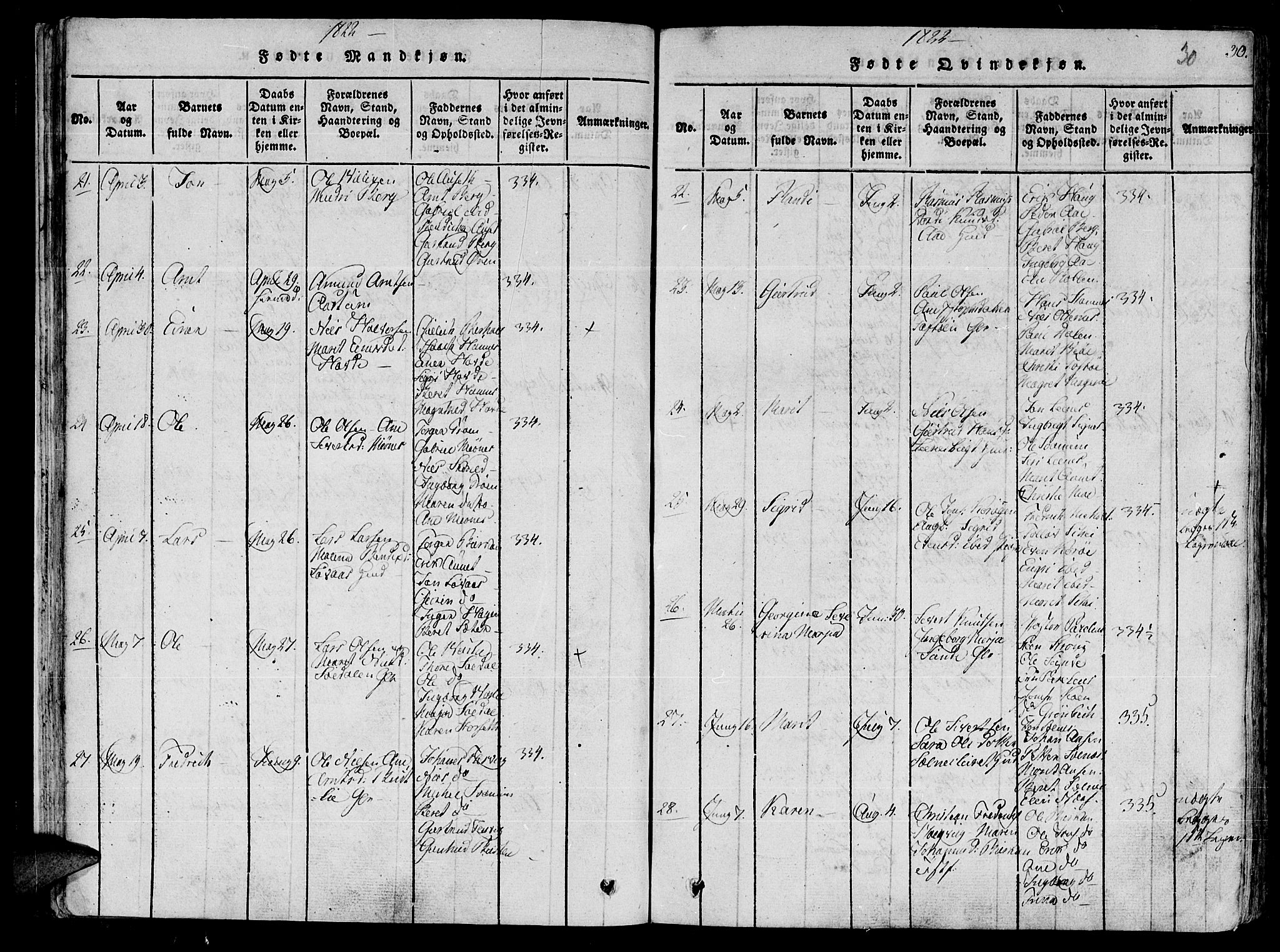 Ministerialprotokoller, klokkerbøker og fødselsregistre - Sør-Trøndelag, SAT/A-1456/630/L0491: Parish register (official) no. 630A04, 1818-1830, p. 30