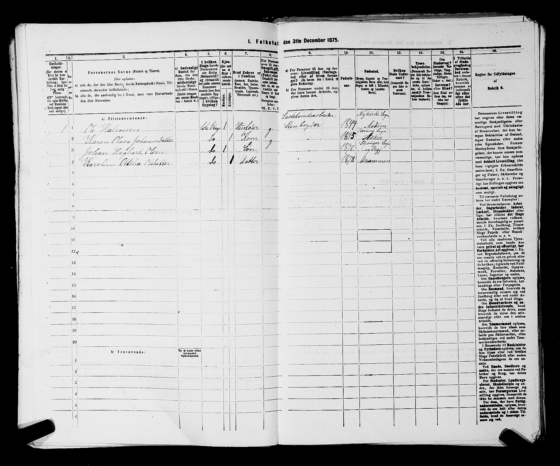 SAKO, 1875 census for 0602 Drammen, 1875, p. 3138