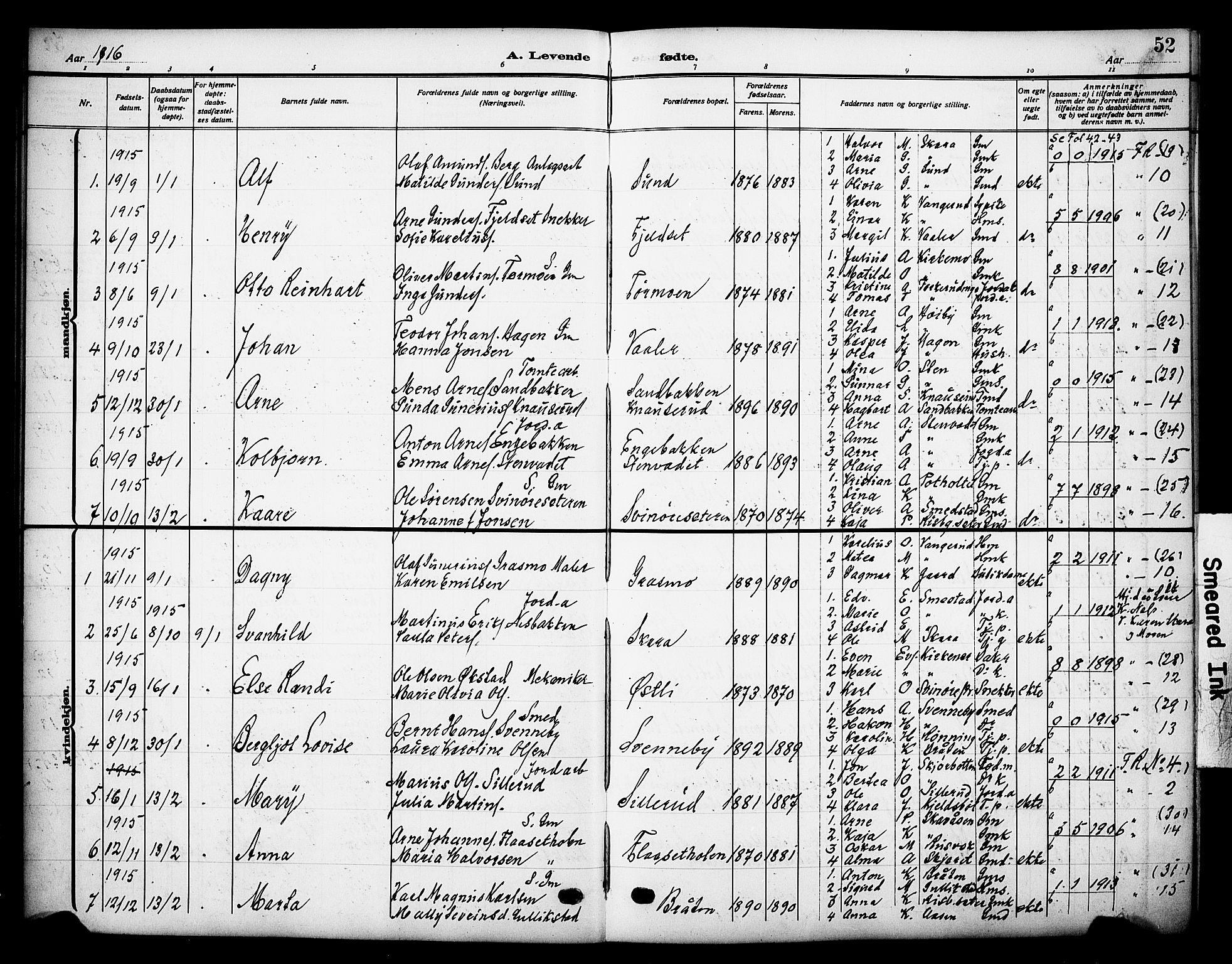 Grue prestekontor, AV/SAH-PREST-036/H/Ha/Haa/L0015: Parish register (official) no. 15, 1911-1922, p. 52