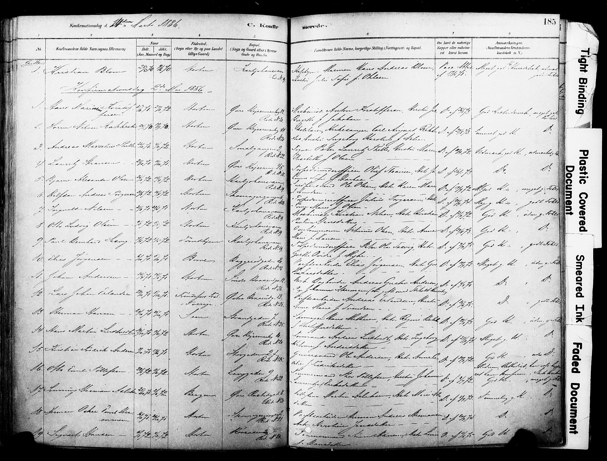 Horten kirkebøker, SAKO/A-348/F/Fa/L0003: Parish register (official) no. 3, 1878-1887, p. 185
