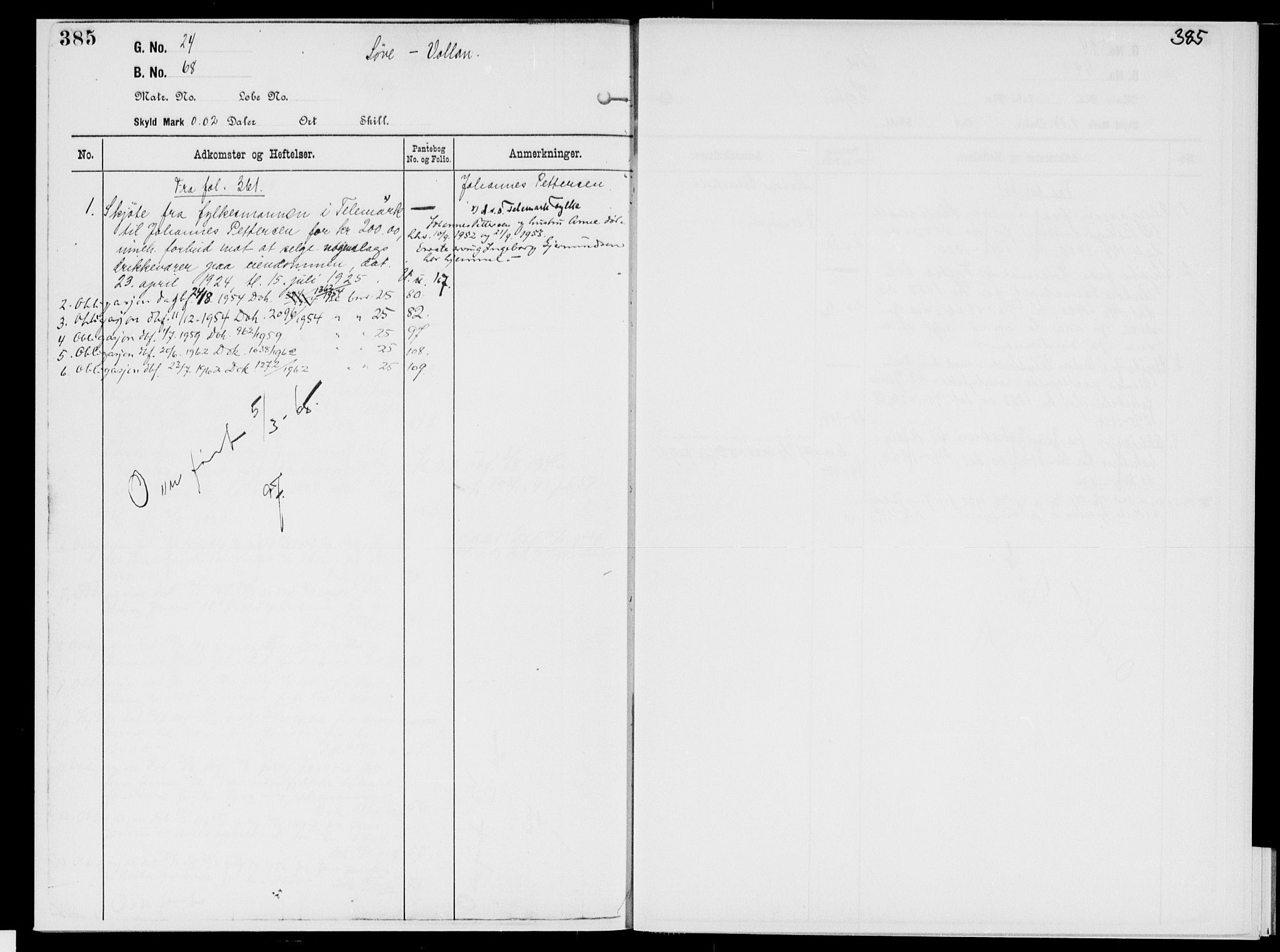 Nedre Telemark sorenskriveri, AV/SAKO-A-135/G/Gb/Gbg/L0002: Mortgage register no. VII 2, p. 385