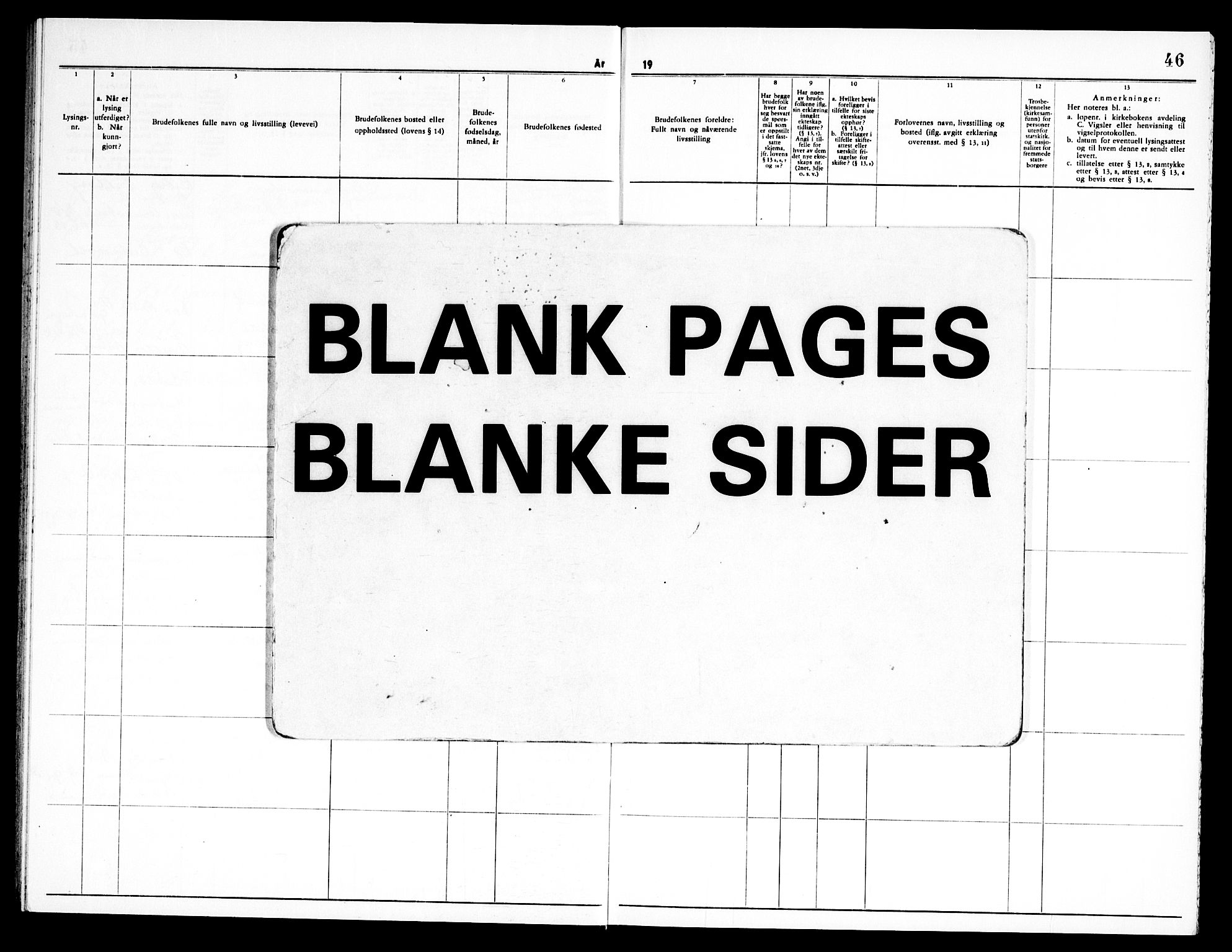 Nes prestekontor Kirkebøker, AV/SAO-A-10410/H/L0005: Banns register no. 5, 1961-1969, p. 46