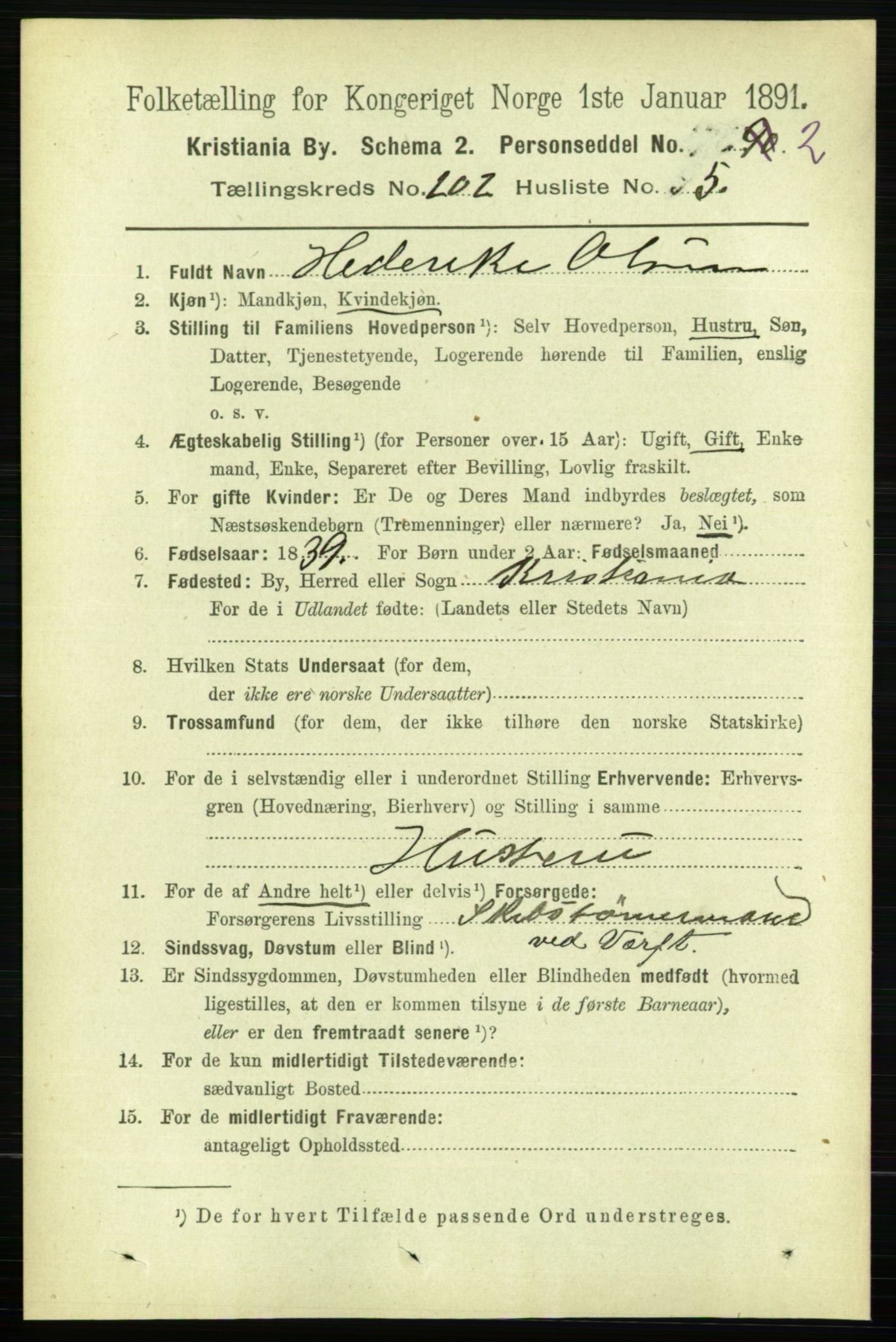 RA, 1891 census for 0301 Kristiania, 1891, p. 121611