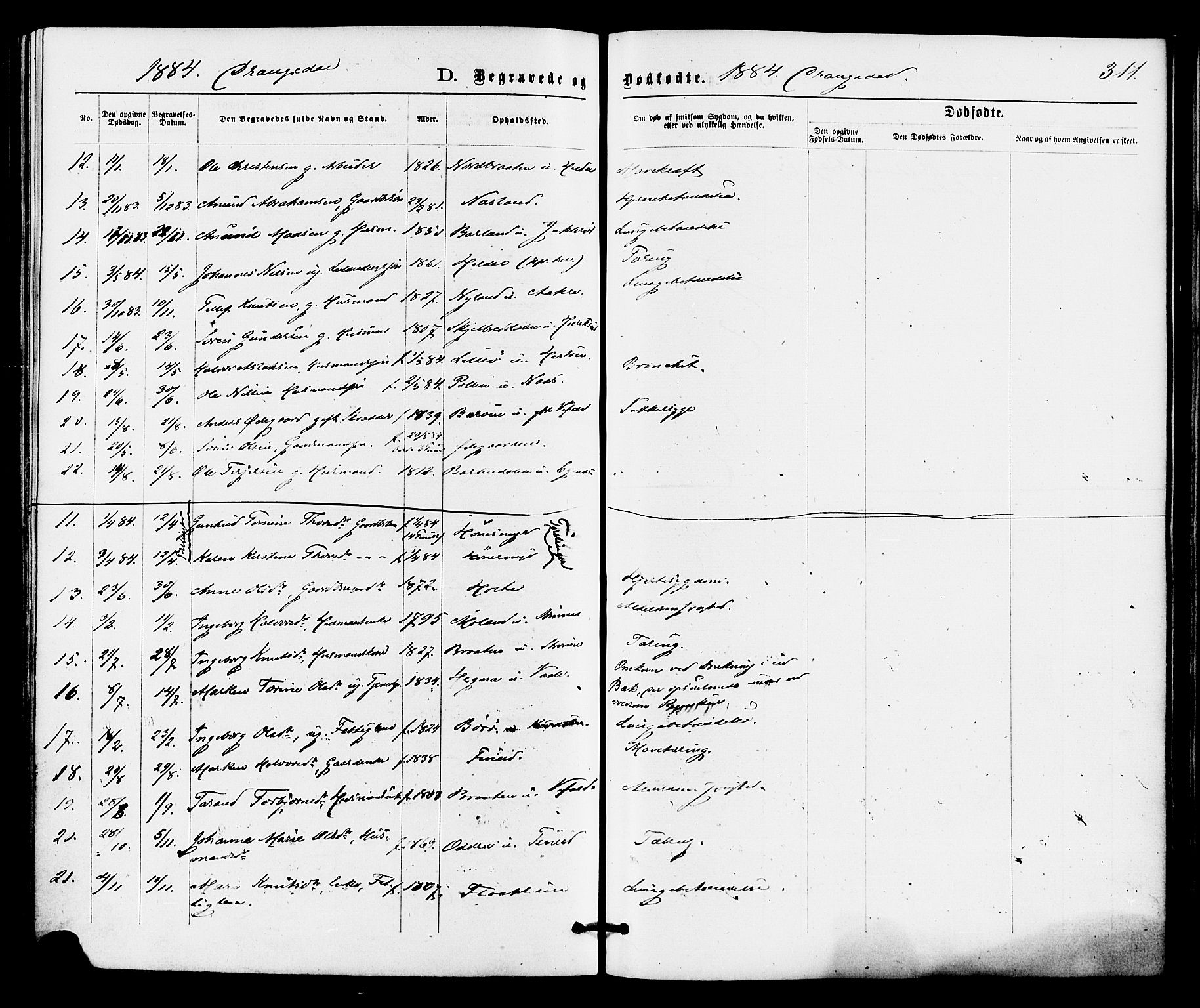 Drangedal kirkebøker, SAKO/A-258/F/Fa/L0009: Parish register (official) no. 9 /1, 1872-1884, p. 311