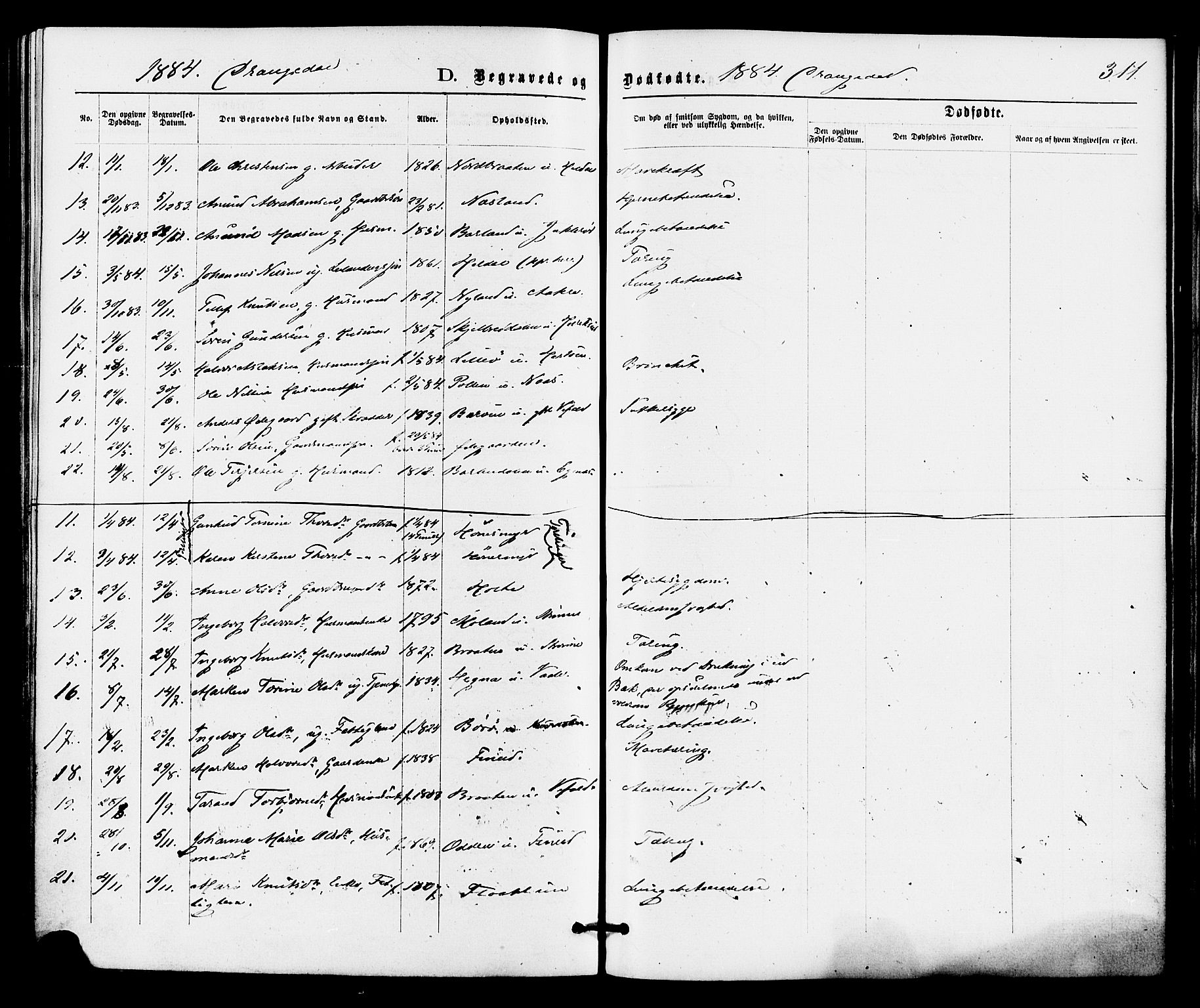 Drangedal kirkebøker, AV/SAKO-A-258/F/Fa/L0009: Parish register (official) no. 9 /1, 1872-1884, p. 311