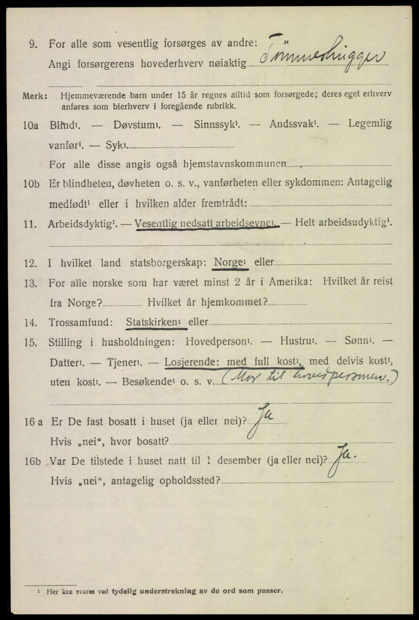 SAH, 1920 census for Trysil, 1920, p. 9488