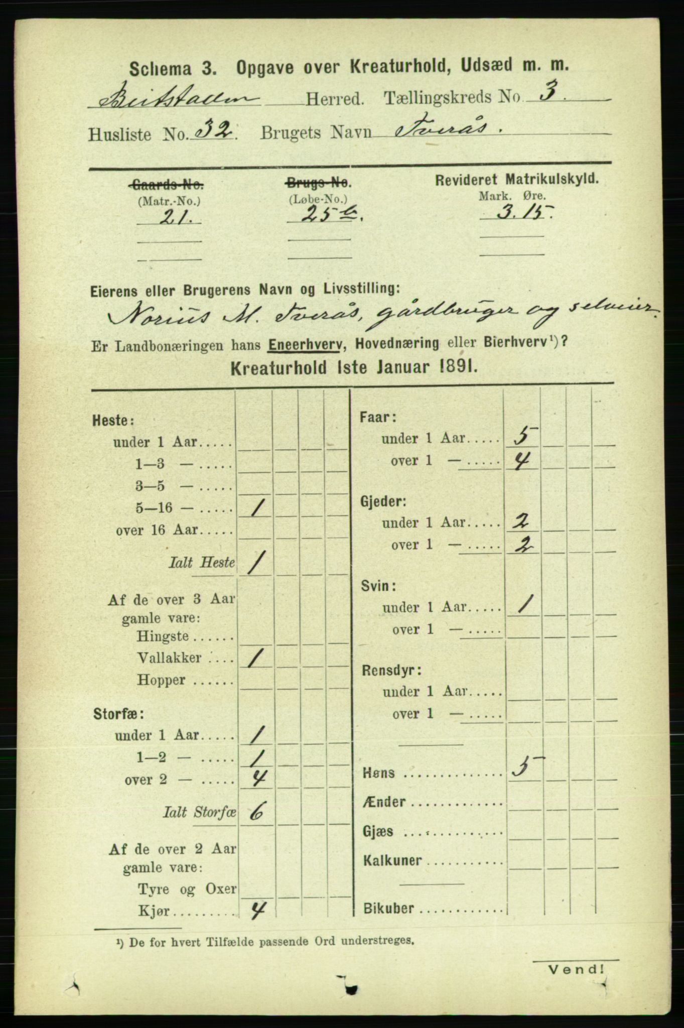 RA, 1891 census for 1727 Beitstad, 1891, p. 5784