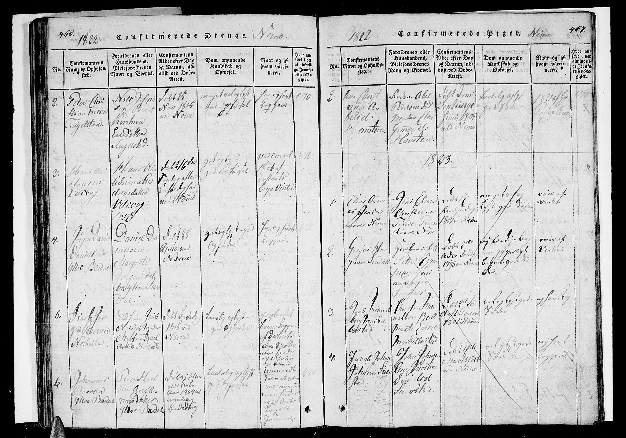 Ministerialprotokoller, klokkerbøker og fødselsregistre - Nordland, AV/SAT-A-1459/838/L0546: Parish register (official) no. 838A05 /1, 1820-1828, p. 466-467