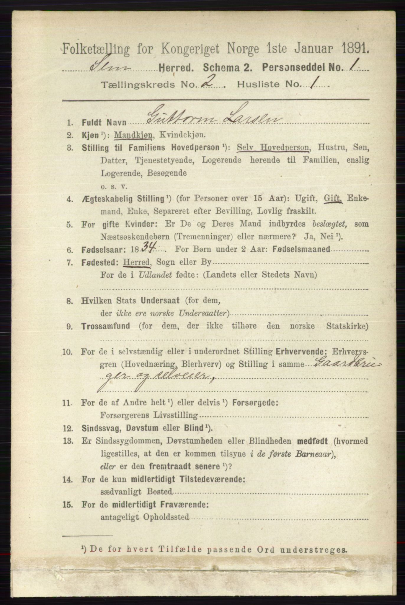 RA, 1891 census for 0721 Sem, 1891, p. 640