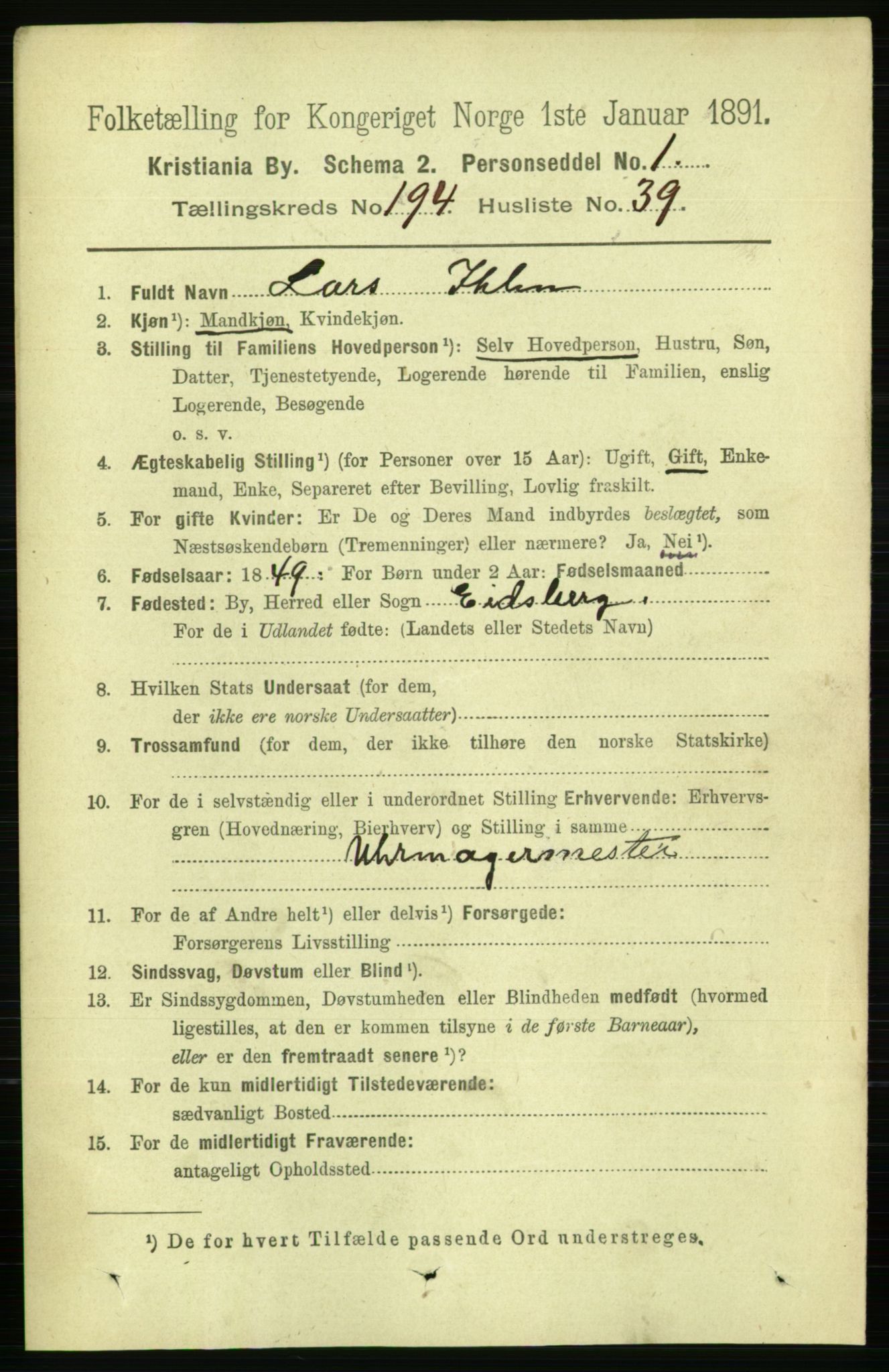 RA, 1891 census for 0301 Kristiania, 1891, p. 117434