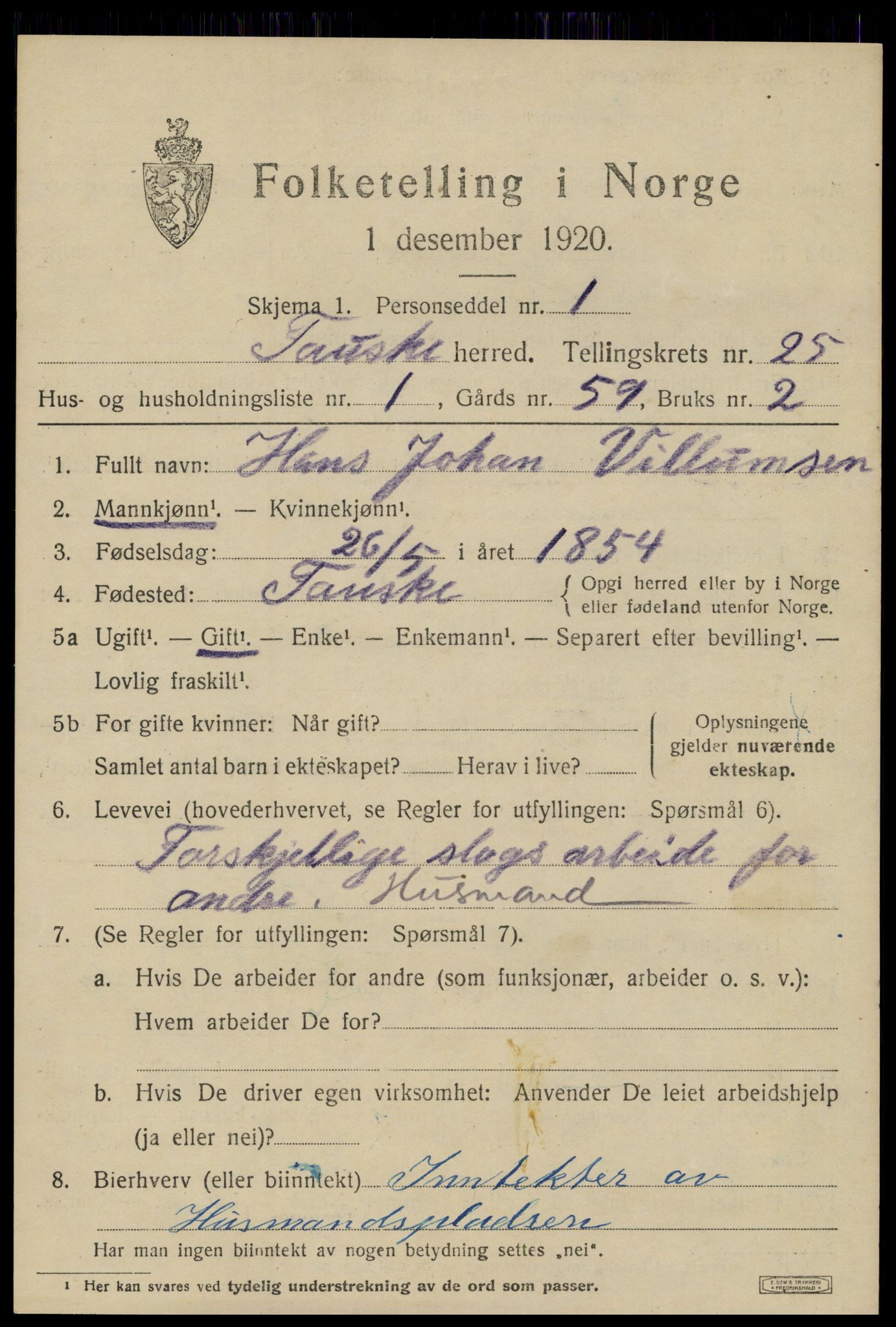 SAT, 1920 census for Fauske, 1920, p. 15082