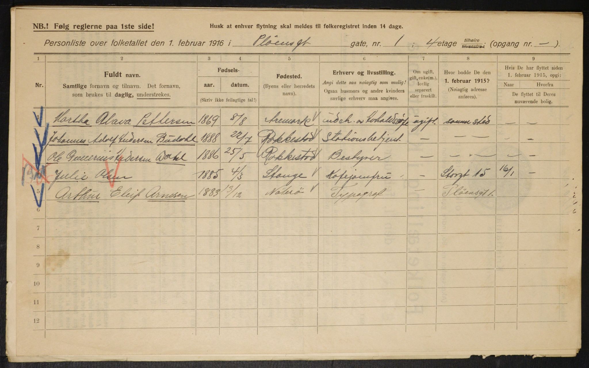 OBA, Municipal Census 1916 for Kristiania, 1916, p. 82822