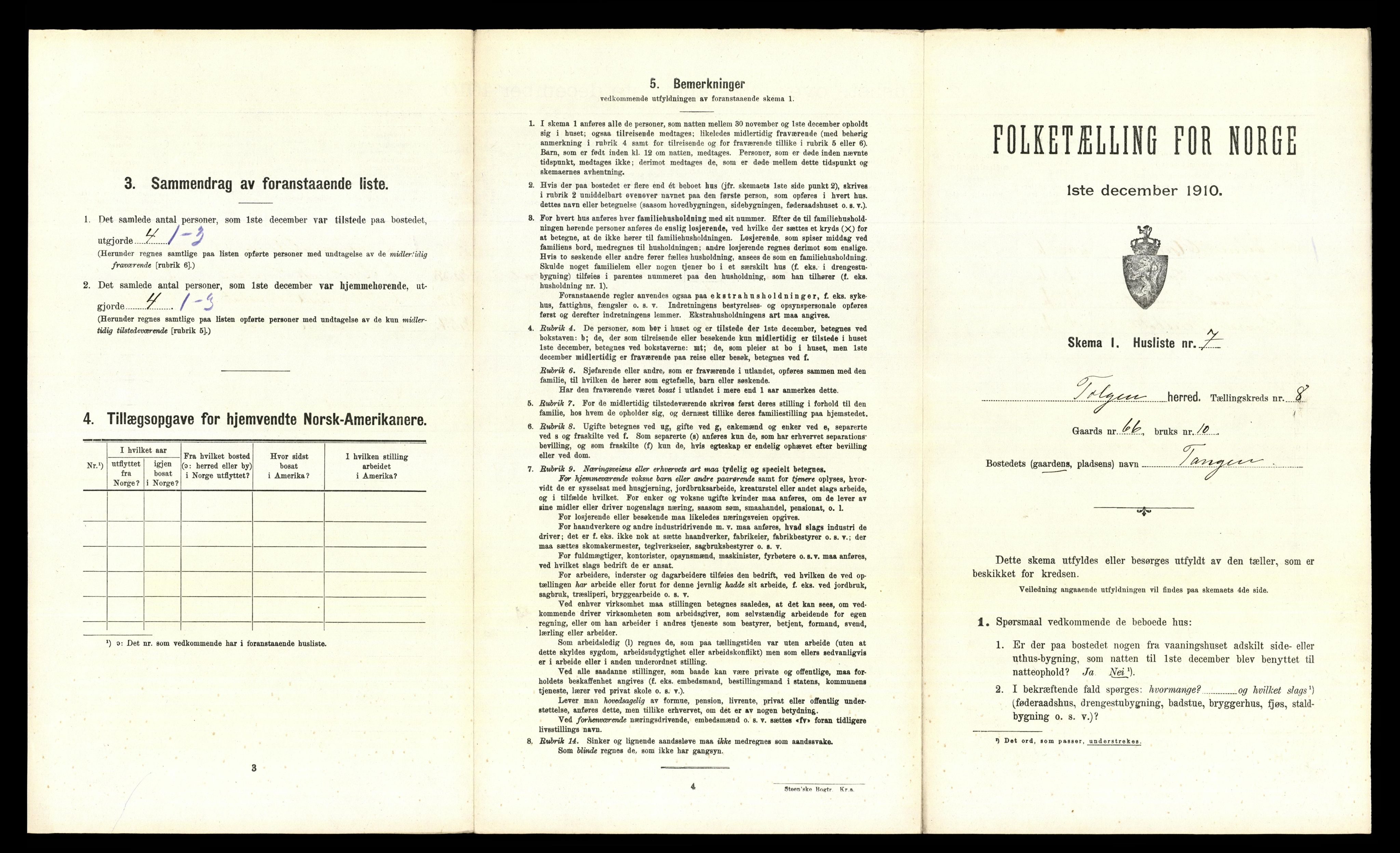 RA, 1910 census for Tolga, 1910, p. 554