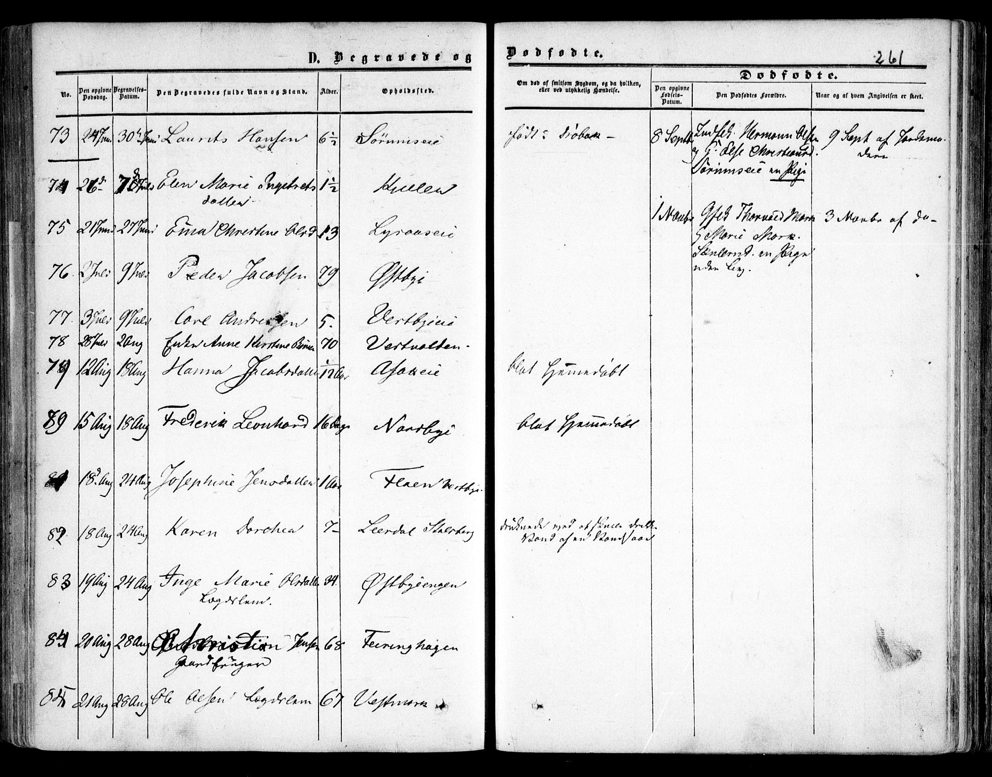 Skedsmo prestekontor Kirkebøker, SAO/A-10033a/F/Fa/L0010: Parish register (official) no. I 10, 1854-1865, p. 261