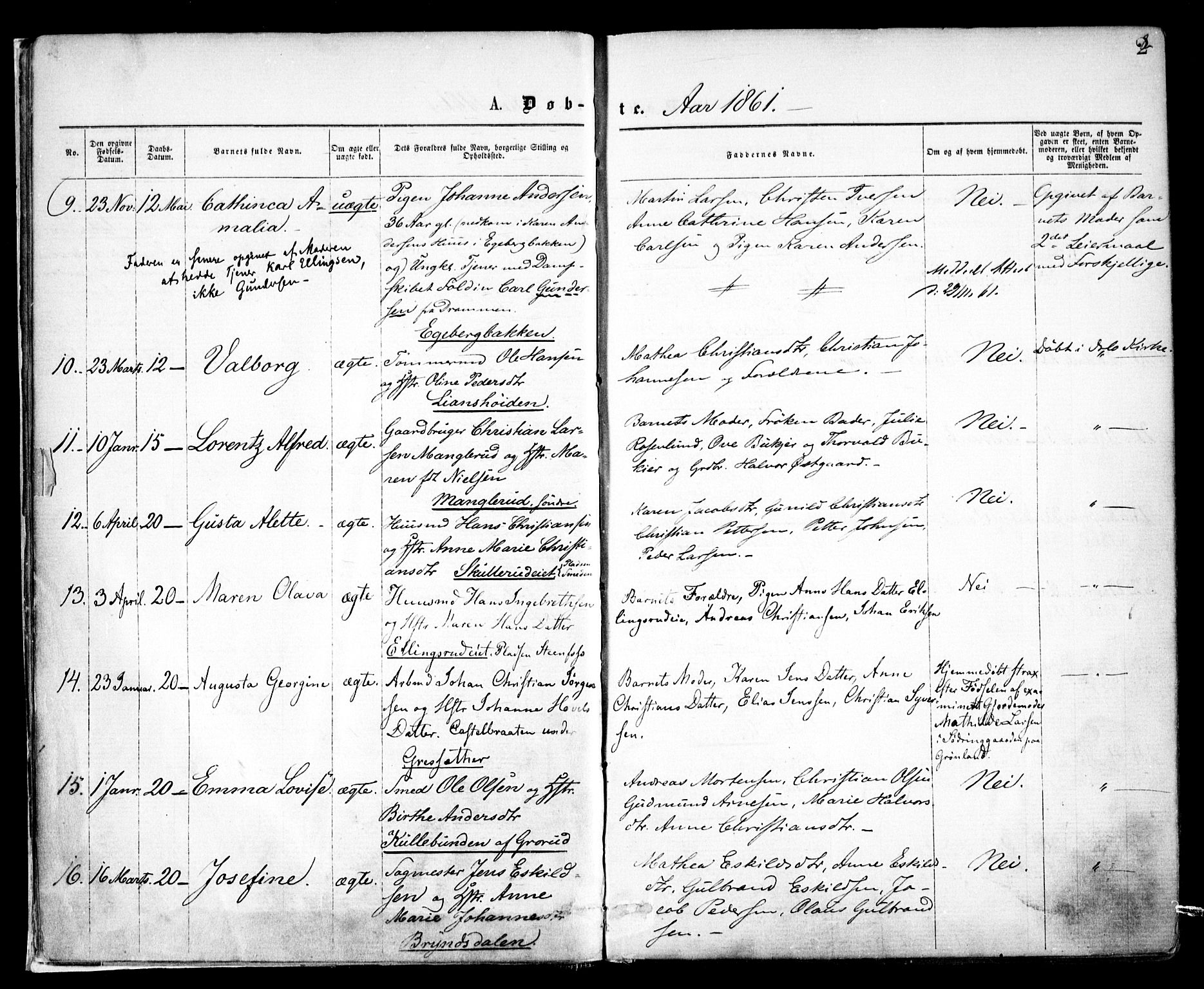 Østre Aker prestekontor Kirkebøker, SAO/A-10840/F/Fa/L0001: Parish register (official) no. I 1, 1861-1869, p. 2