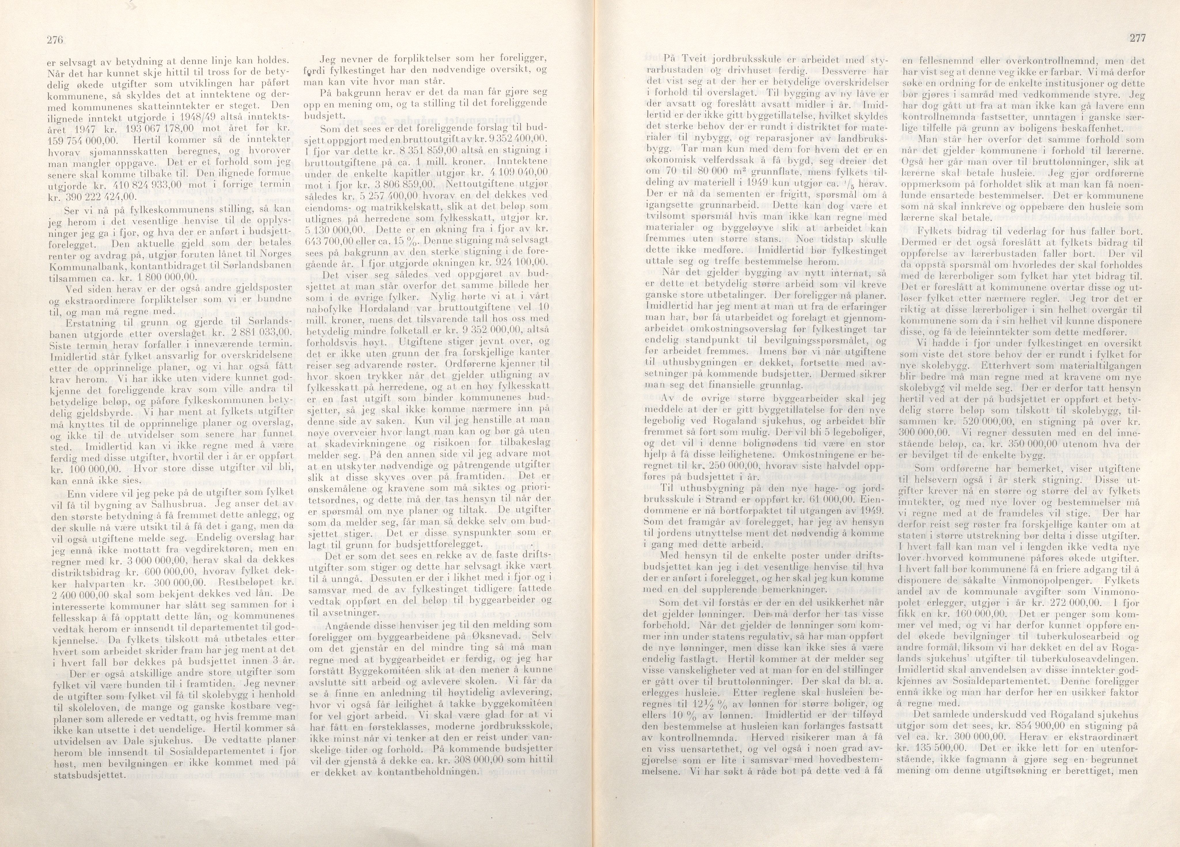 Rogaland fylkeskommune - Fylkesrådmannen , IKAR/A-900/A/Aa/Aaa/L0068: Møtebok , 1949, p. 276-277