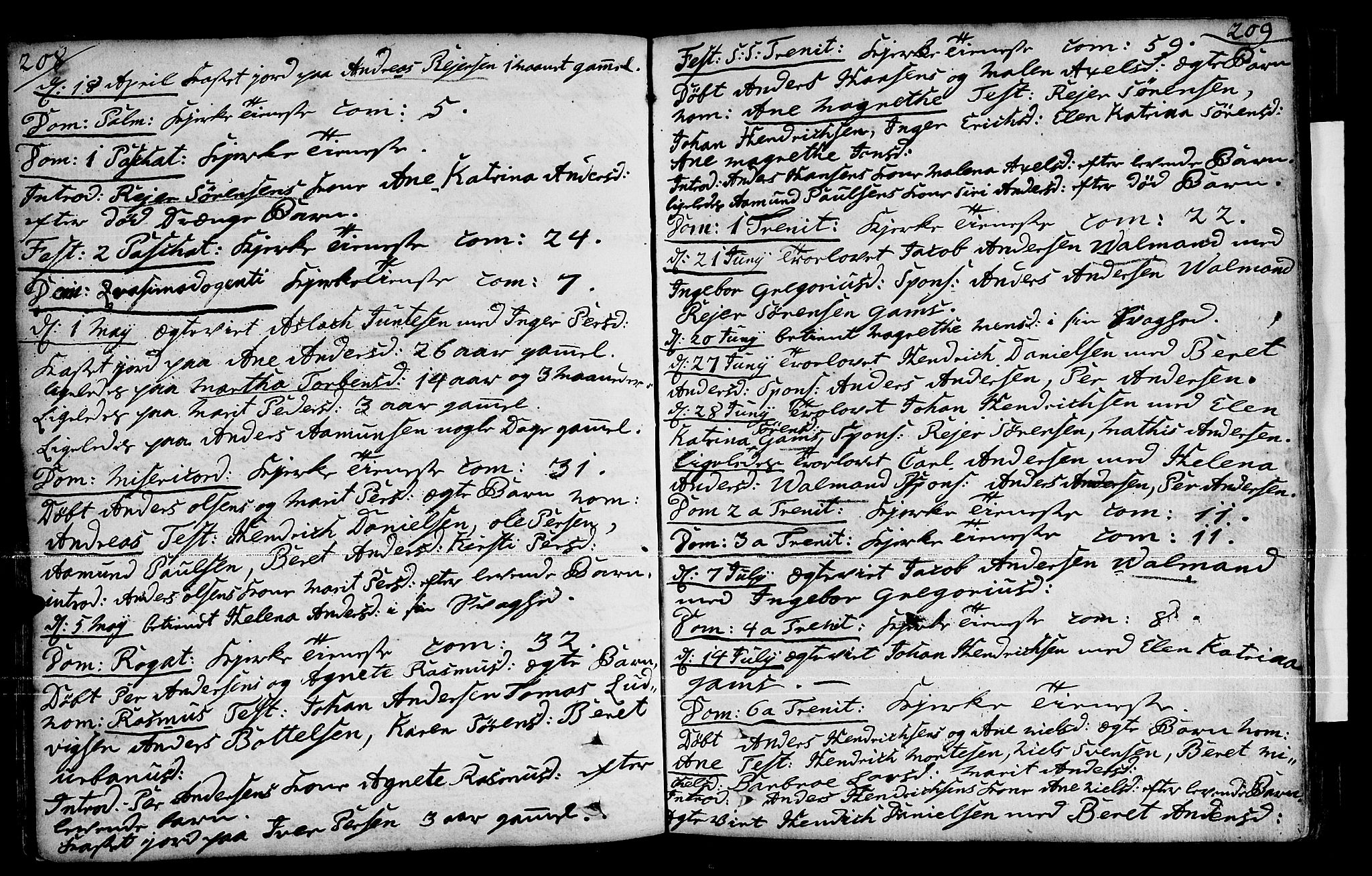 Loppa sokneprestkontor, AV/SATØ-S-1339/H/Ha/L0001kirke: Parish register (official) no. 1 /1, 1753-1784, p. 208-209