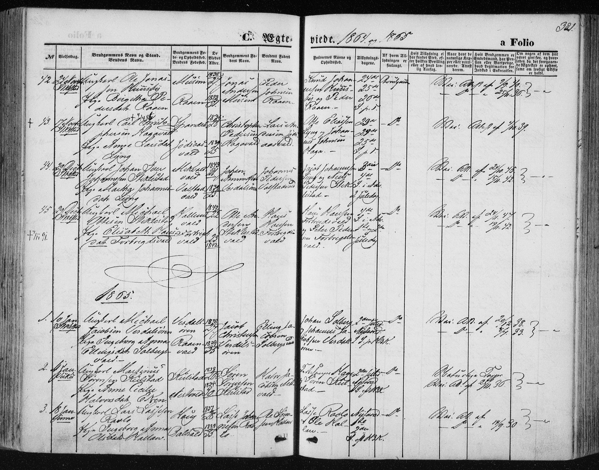 Ministerialprotokoller, klokkerbøker og fødselsregistre - Nord-Trøndelag, SAT/A-1458/723/L0241: Parish register (official) no. 723A10, 1860-1869, p. 321